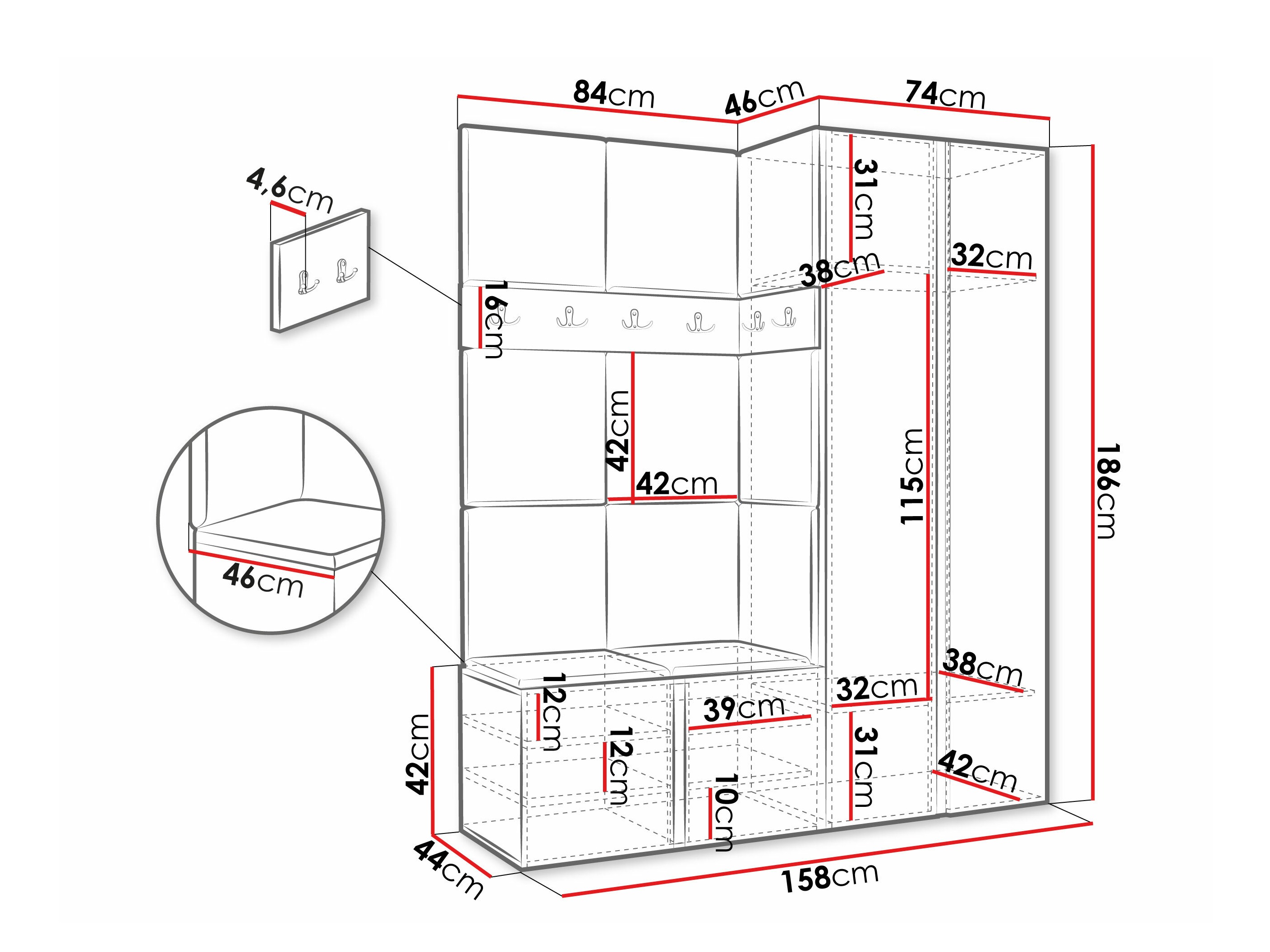 Set za hodnik Pinis III (Belo)