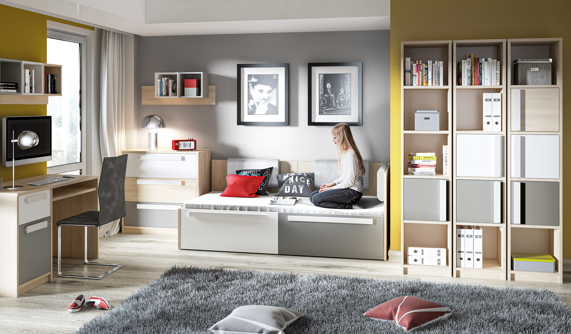 Zidna polica Tivruve 112 (Sivo)