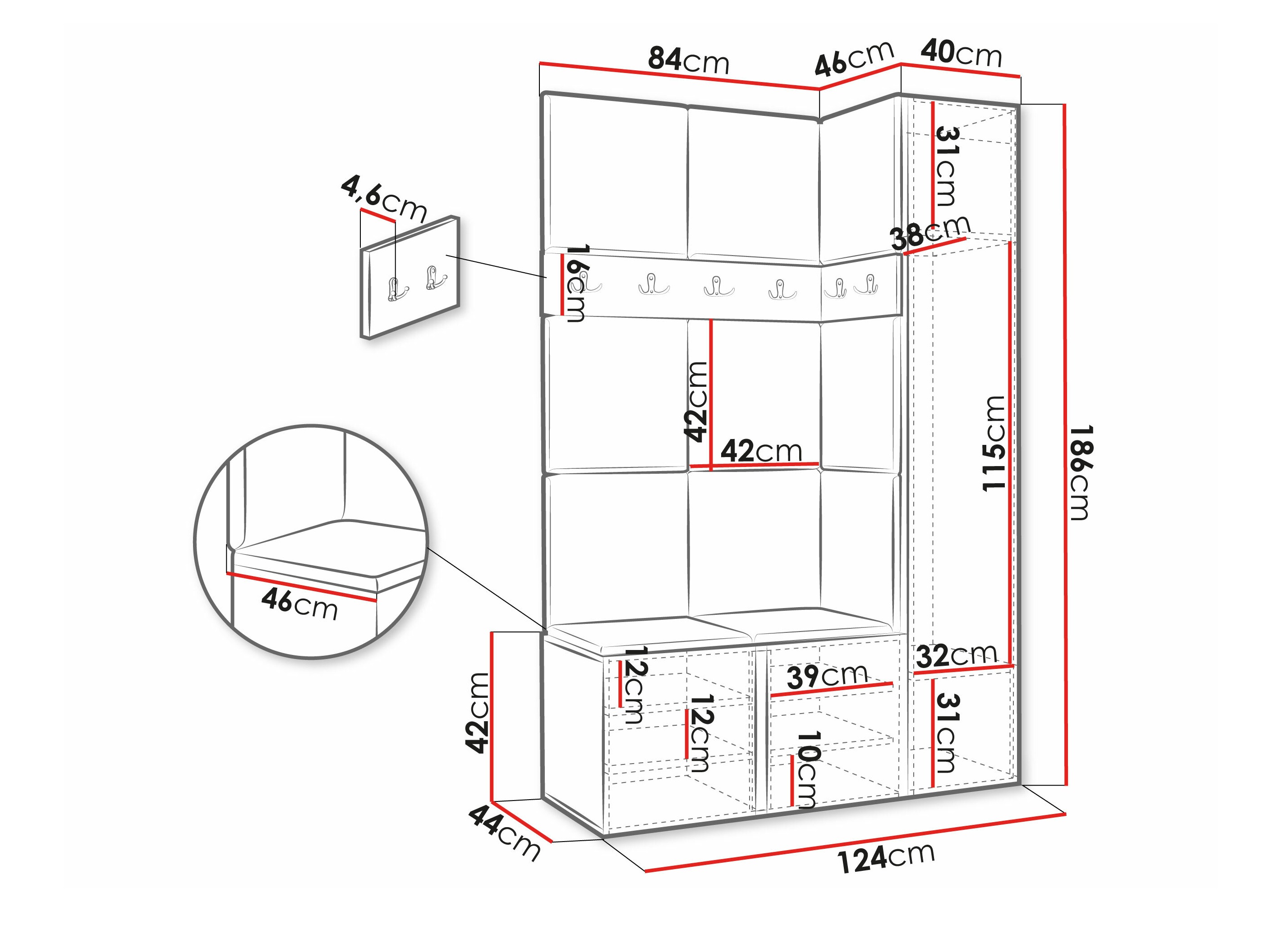 Set za hodnik Hartford 471 (Grafit)
