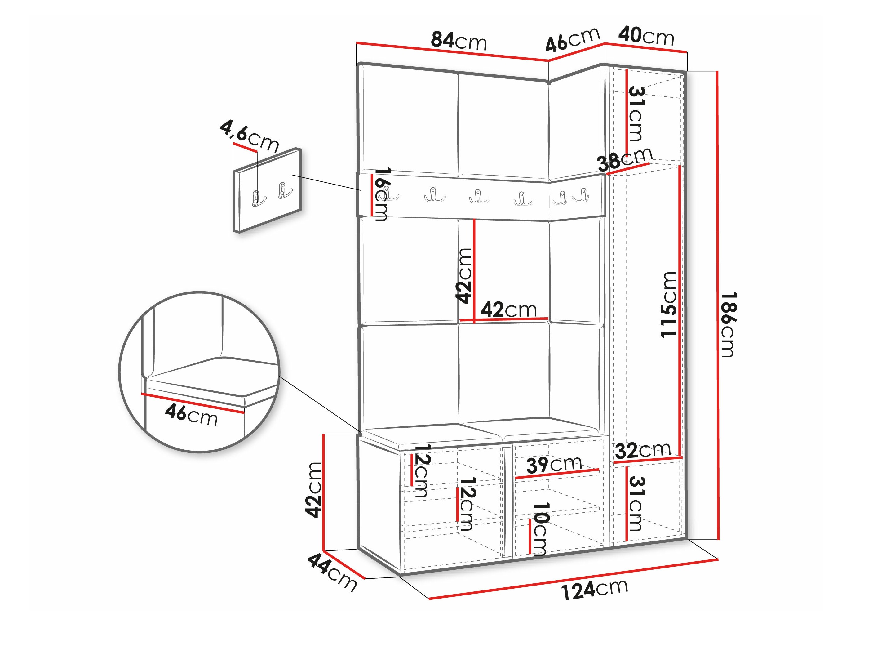 Set za hodnik Pinis IX (Belo)