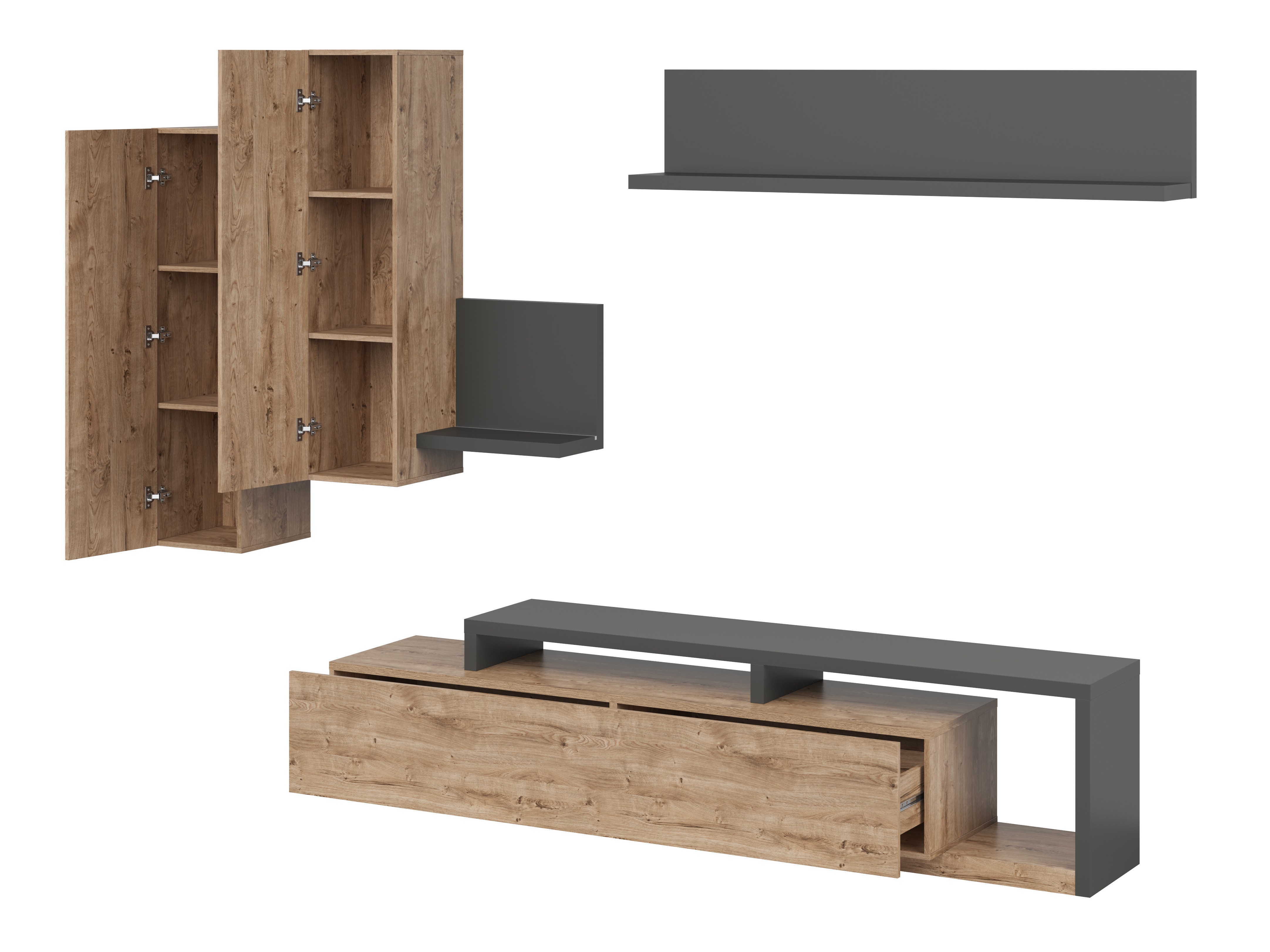 Set za dnevnu sobu Lutiva 100 (Antracit + Ribbec hrast)