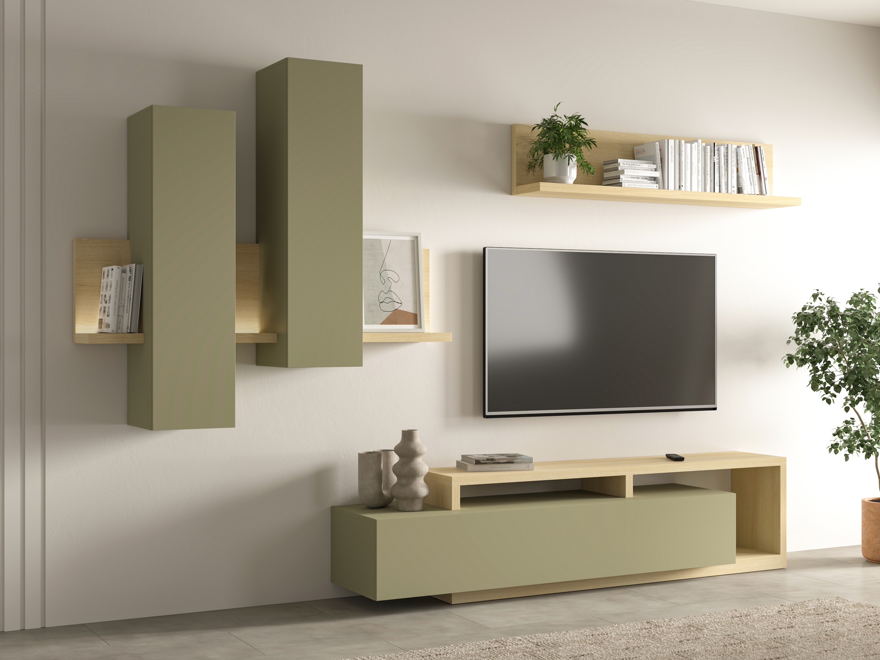 Set za dnevnu sobu Lutiva 100 (Eukaliptus + Hrast)