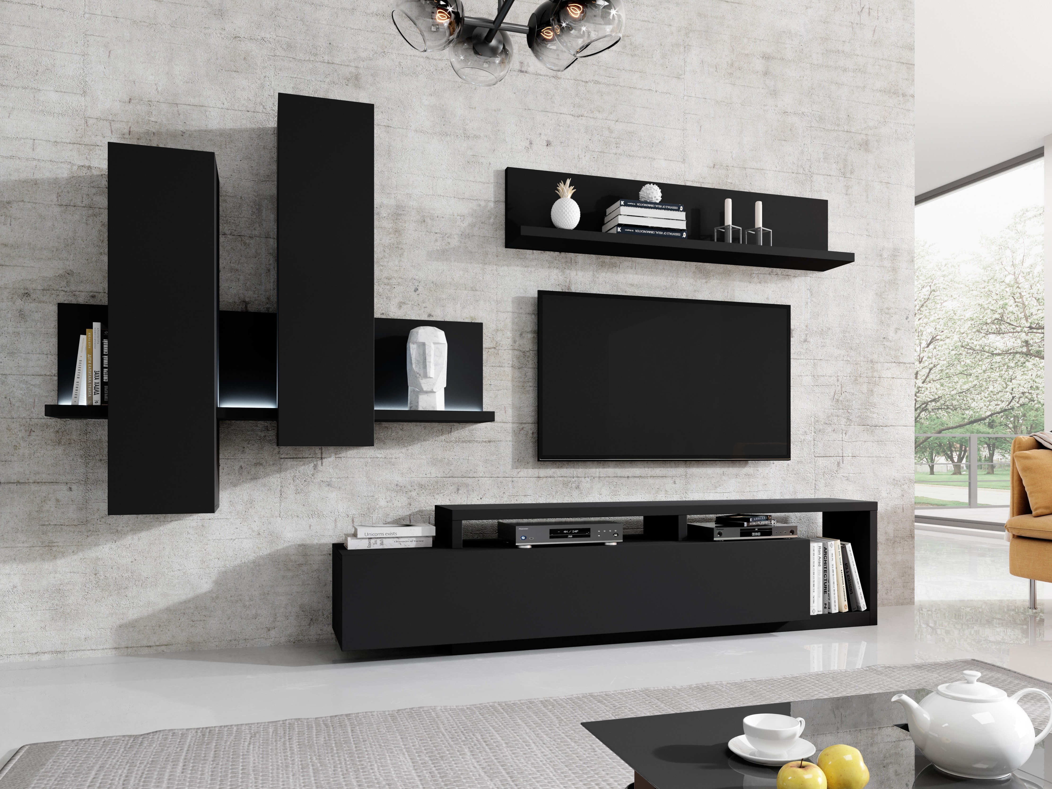 Set za dnevnu sobu Lutiva 100 (Mat crna)