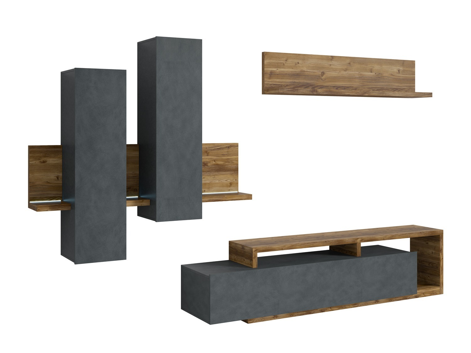 Set za dnevnu sobu Lutiva 100 (Matera siva + Tamna smrča)