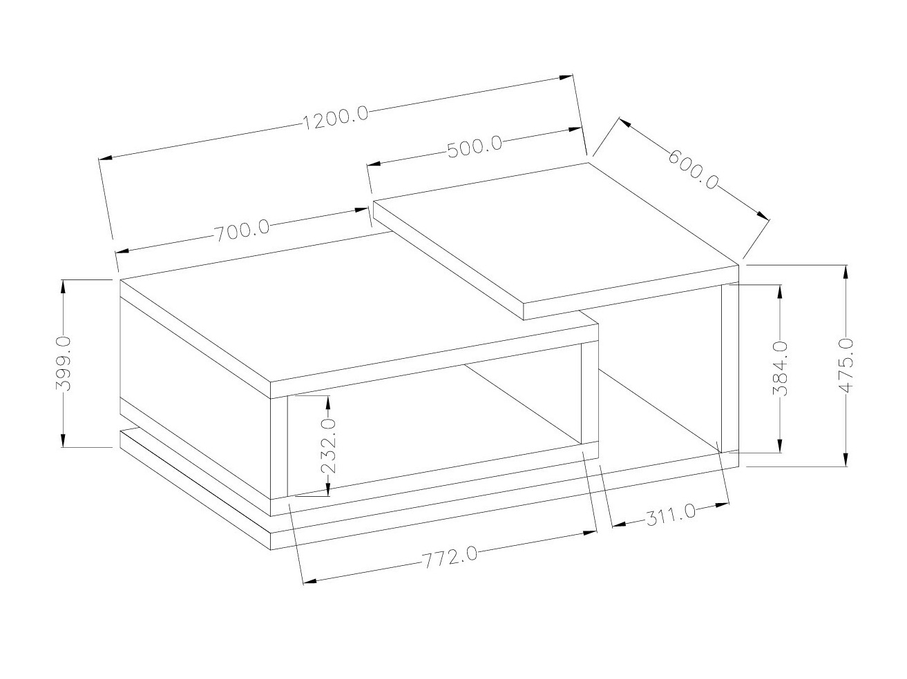 Stočić za kafu Lutiva 104 (Belo + Beton)