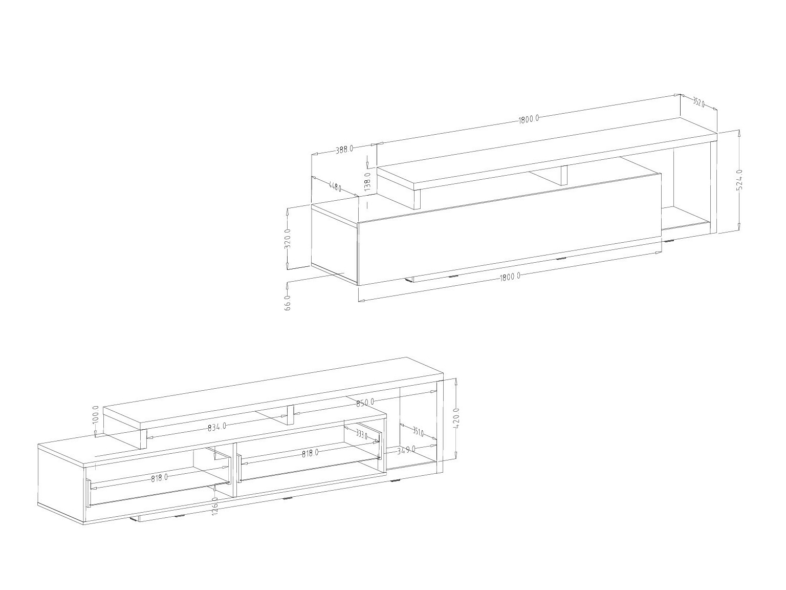 TV komoda Lutiva 103 (Belo + Beton)