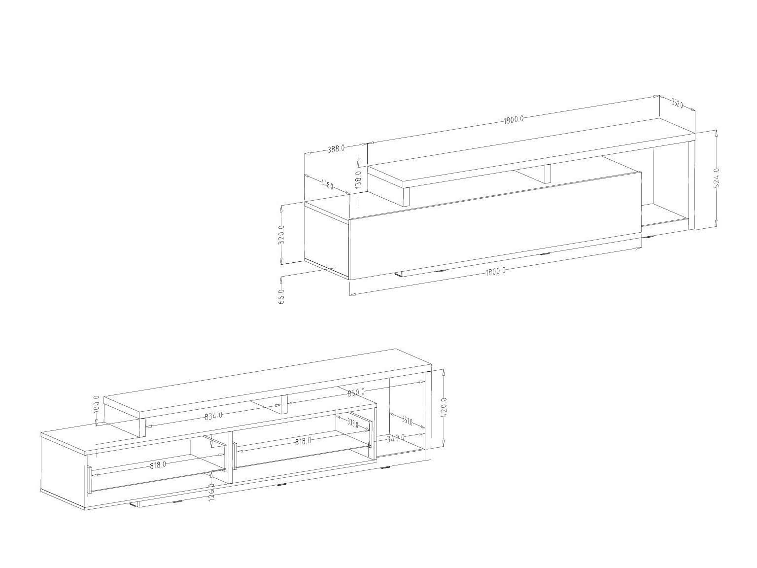 TV komoda Lutiva 103 (Mat crna)