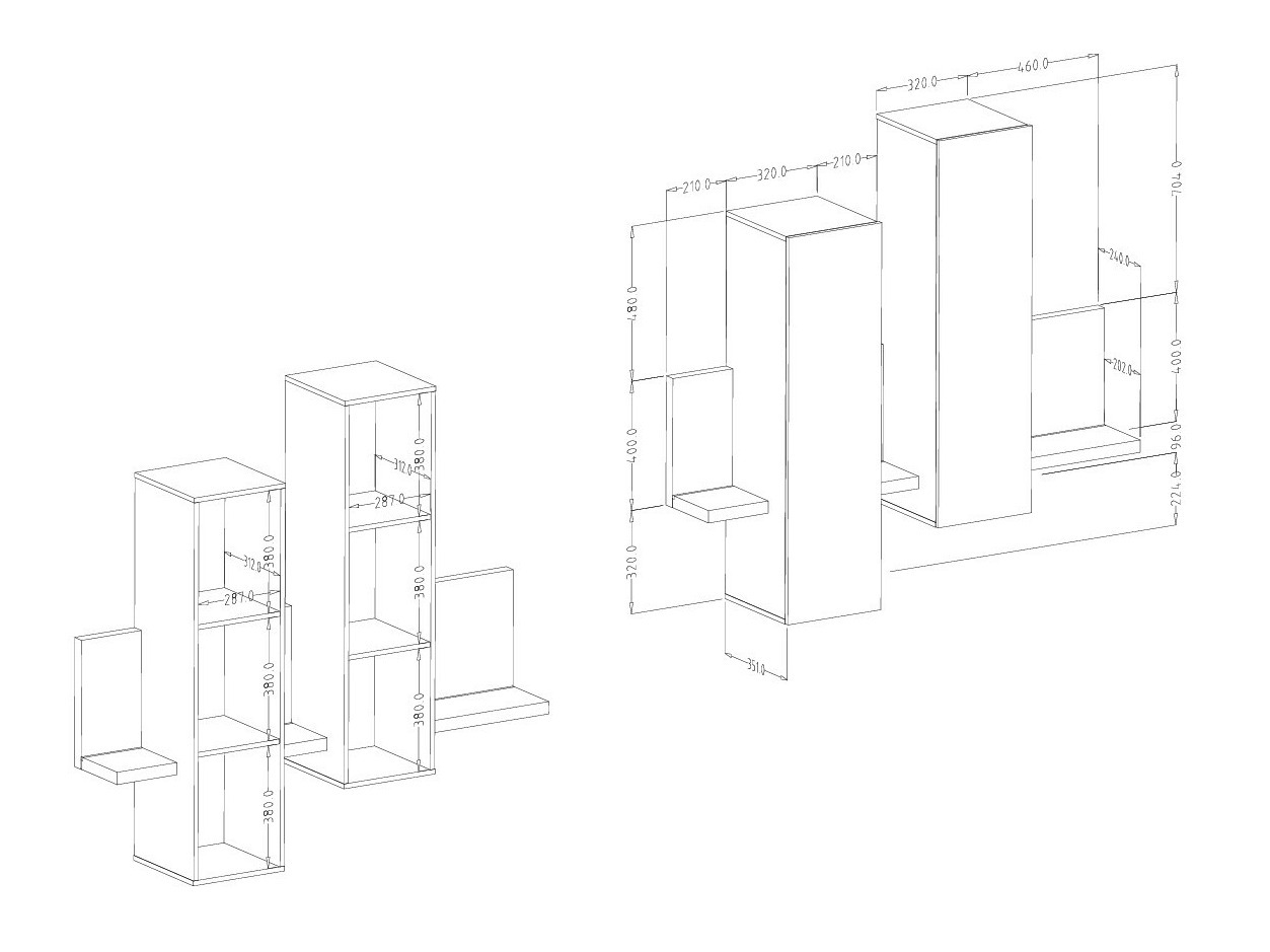 Zidni ormarić Lutiva 101 (Matera siva + Tamna smrča)