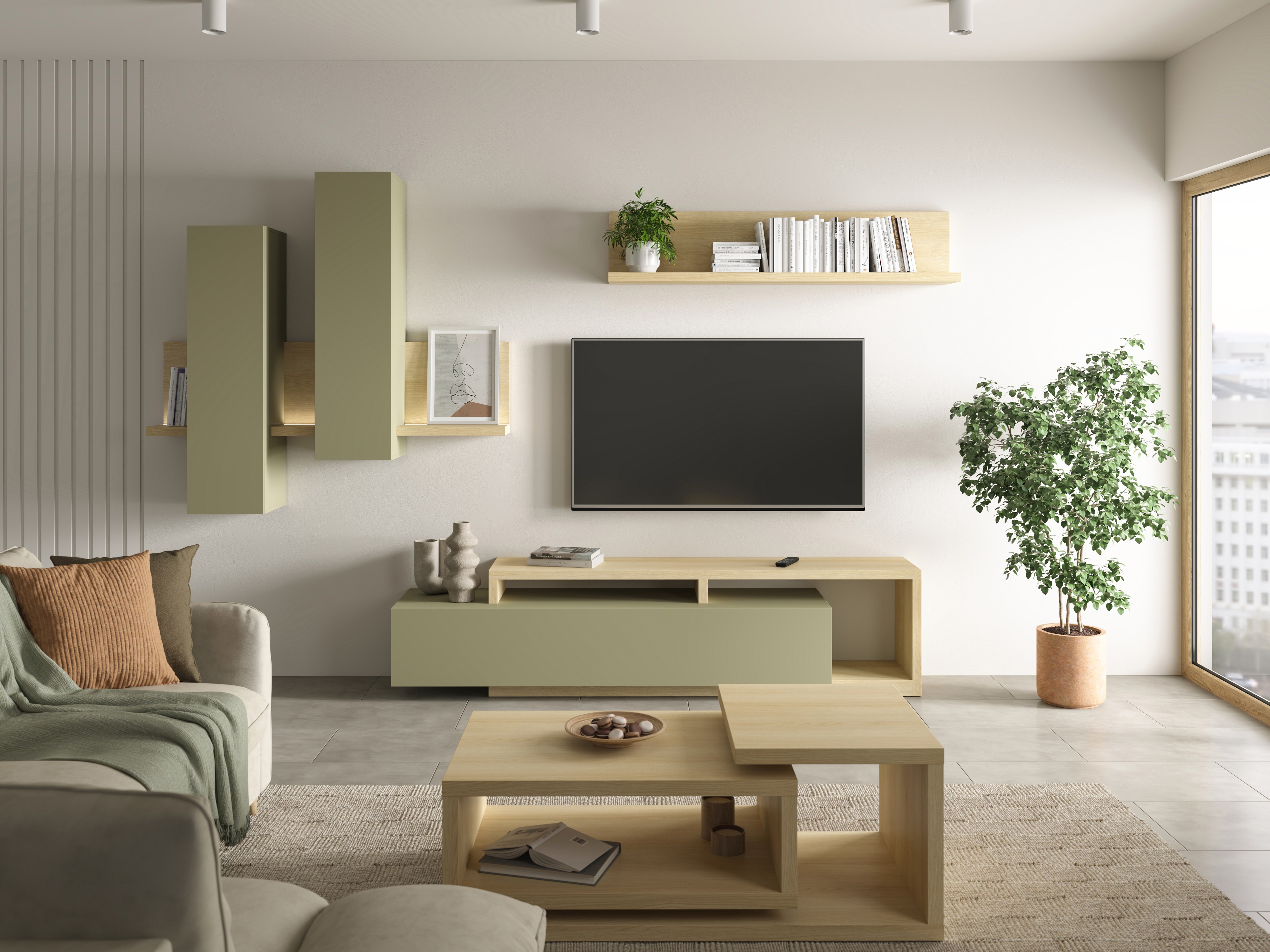 Set za dnevnu sobu Lutiva 100 (Eukaliptus + Hrast)