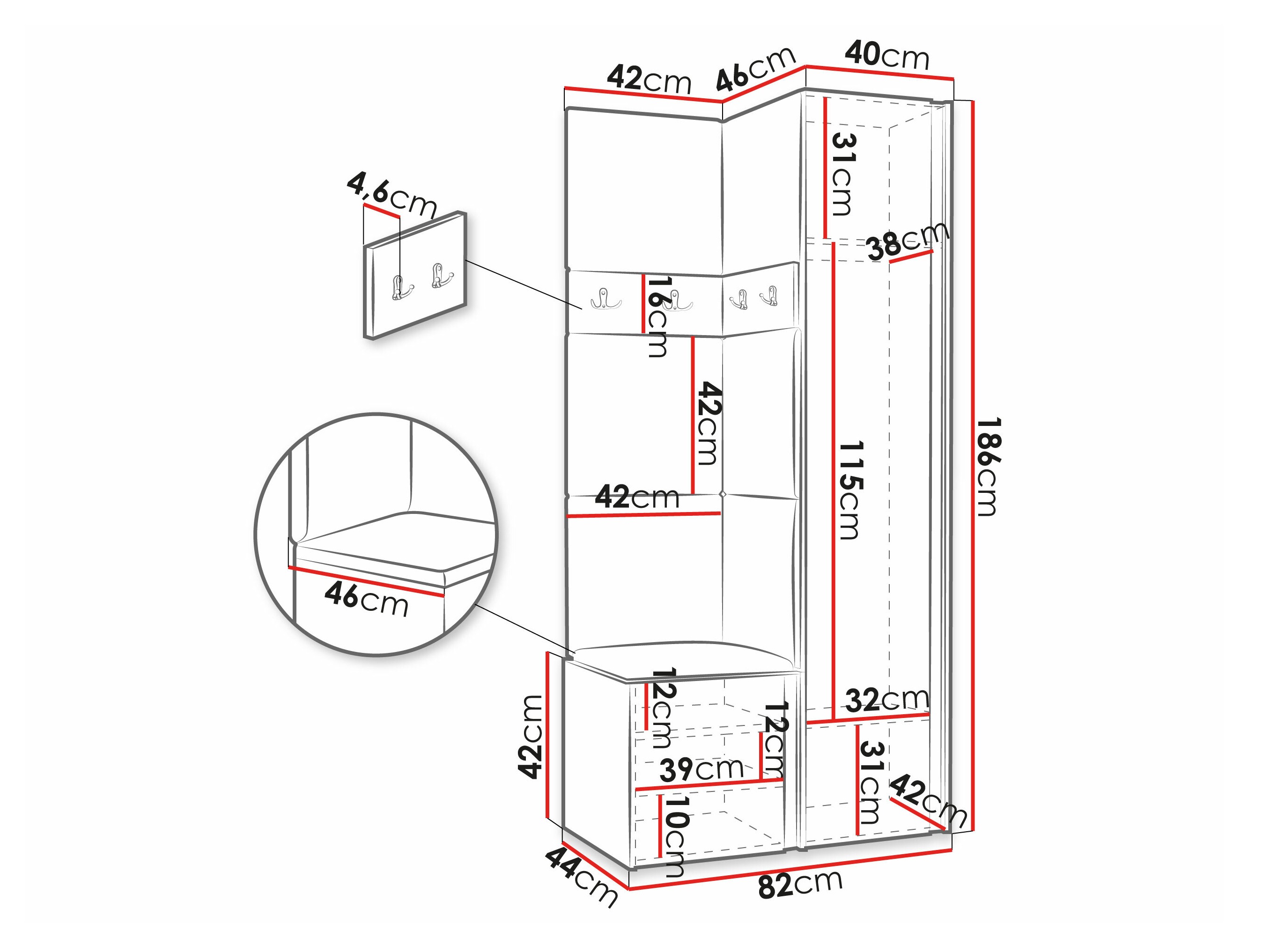 Set za hodnik Pinis XXV (Belo)