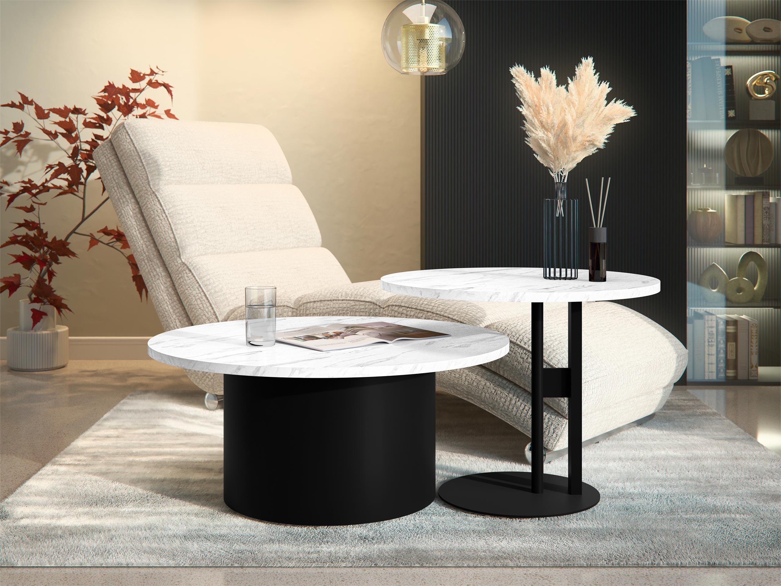 Set stočića za kafu Oswego 159 (Beli mermer)