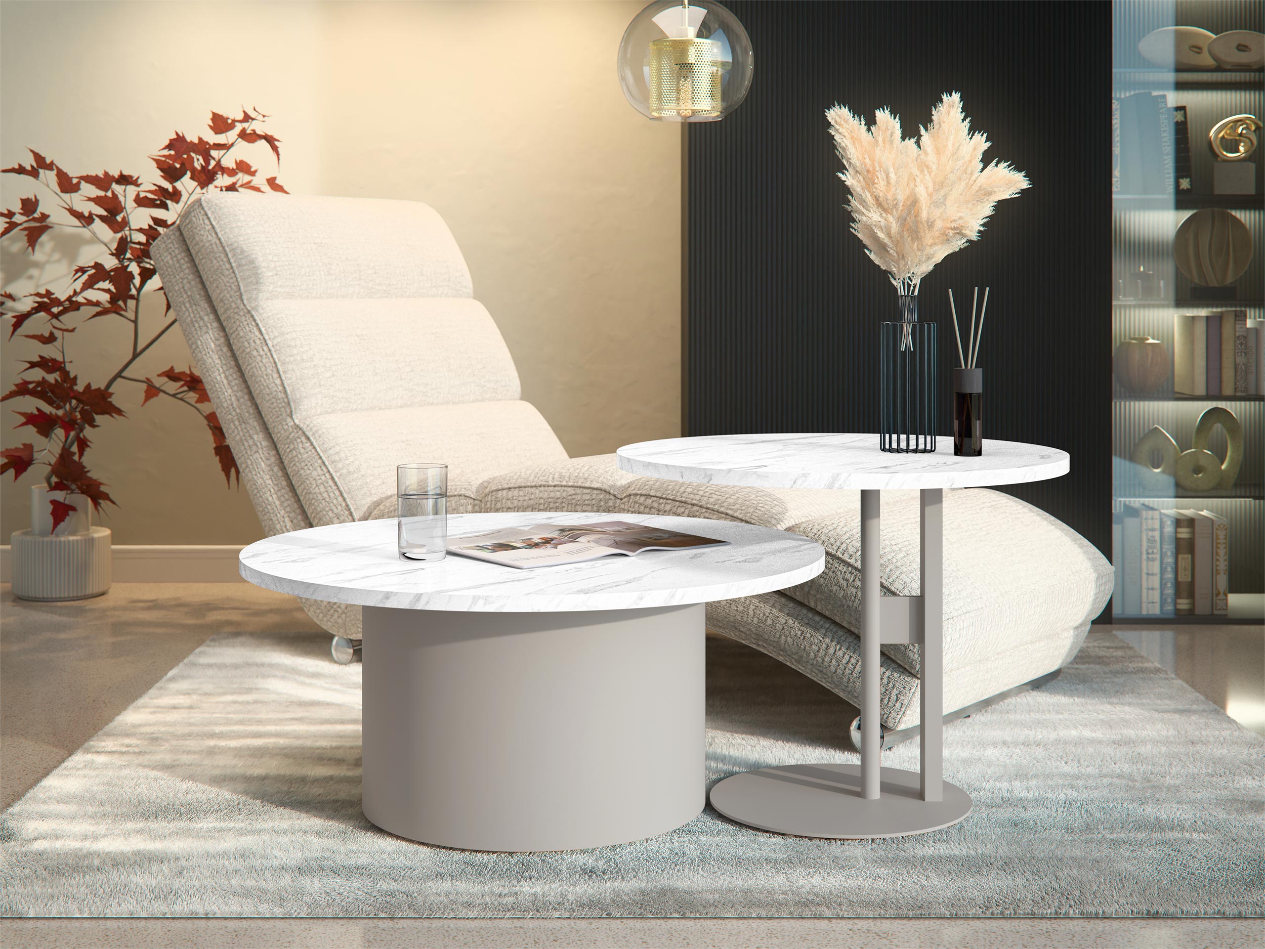 Set stočića za kafu Oswego 160 (Beli mermer)