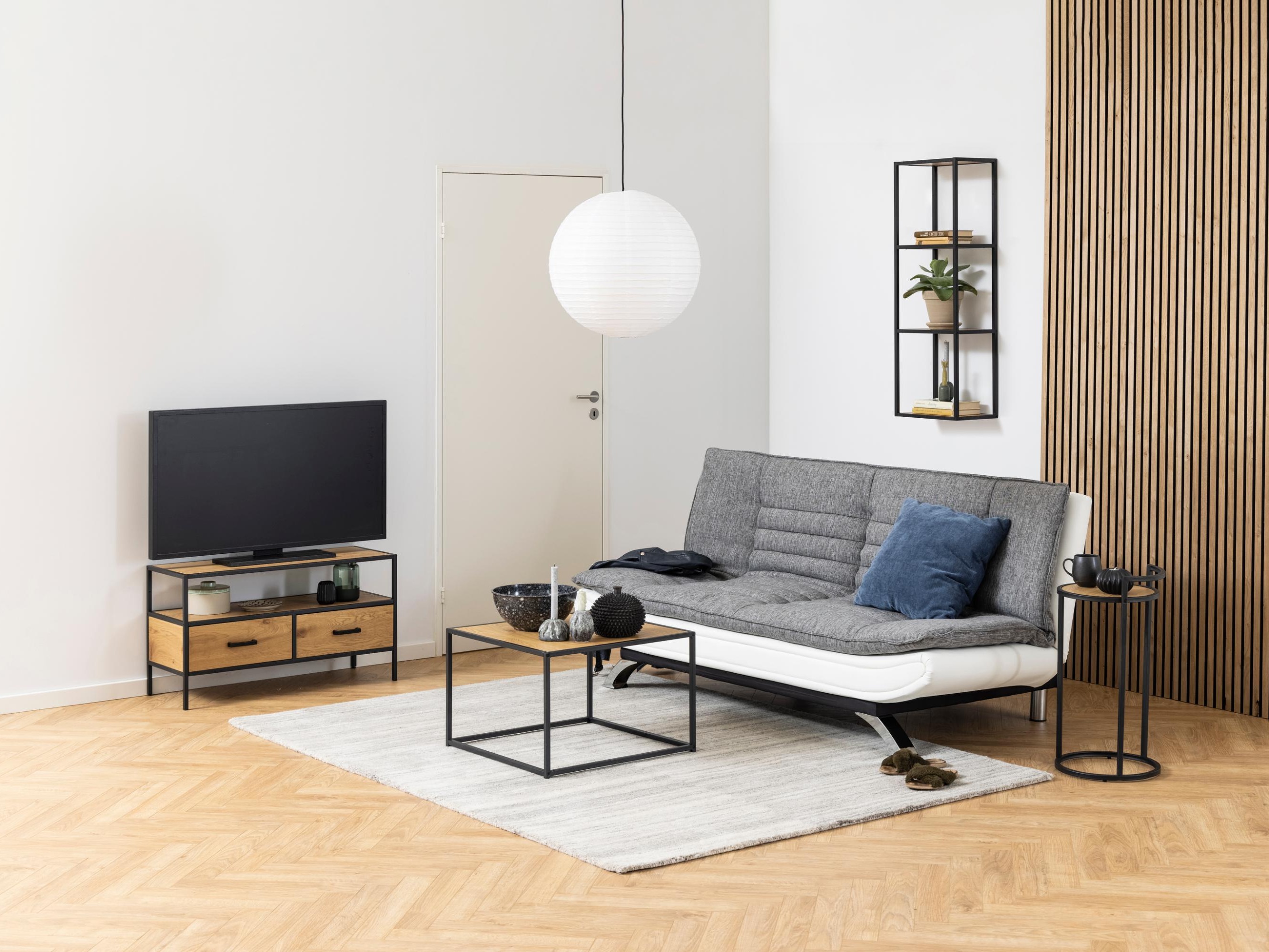 Sofa na razvlačenje Norsica 228 (Belo + Svetloosiva)