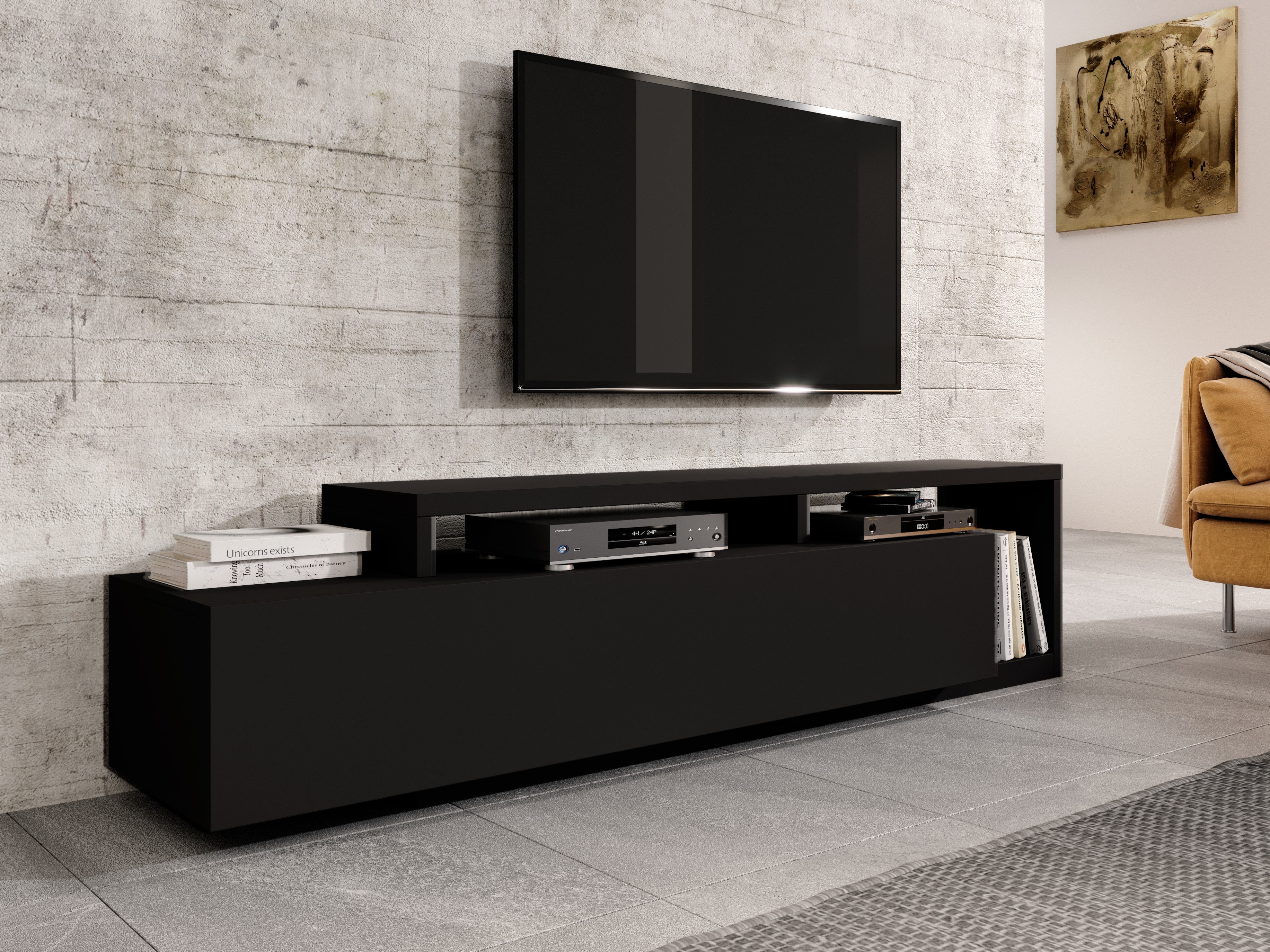TV komoda Lutiva 103 (Mat crna)