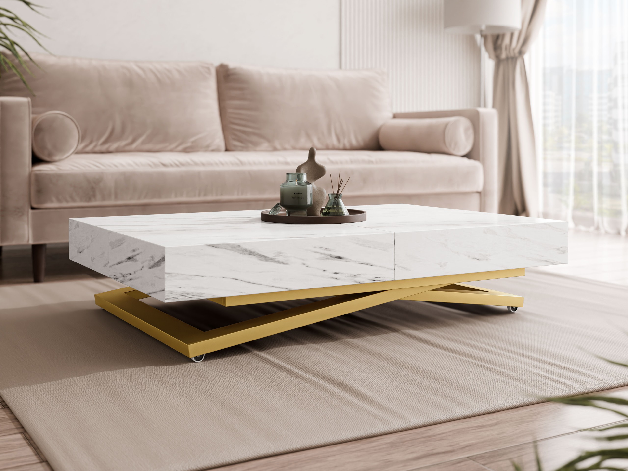 Modularni stočić za kafu Oswego 173 (Beli mermer)