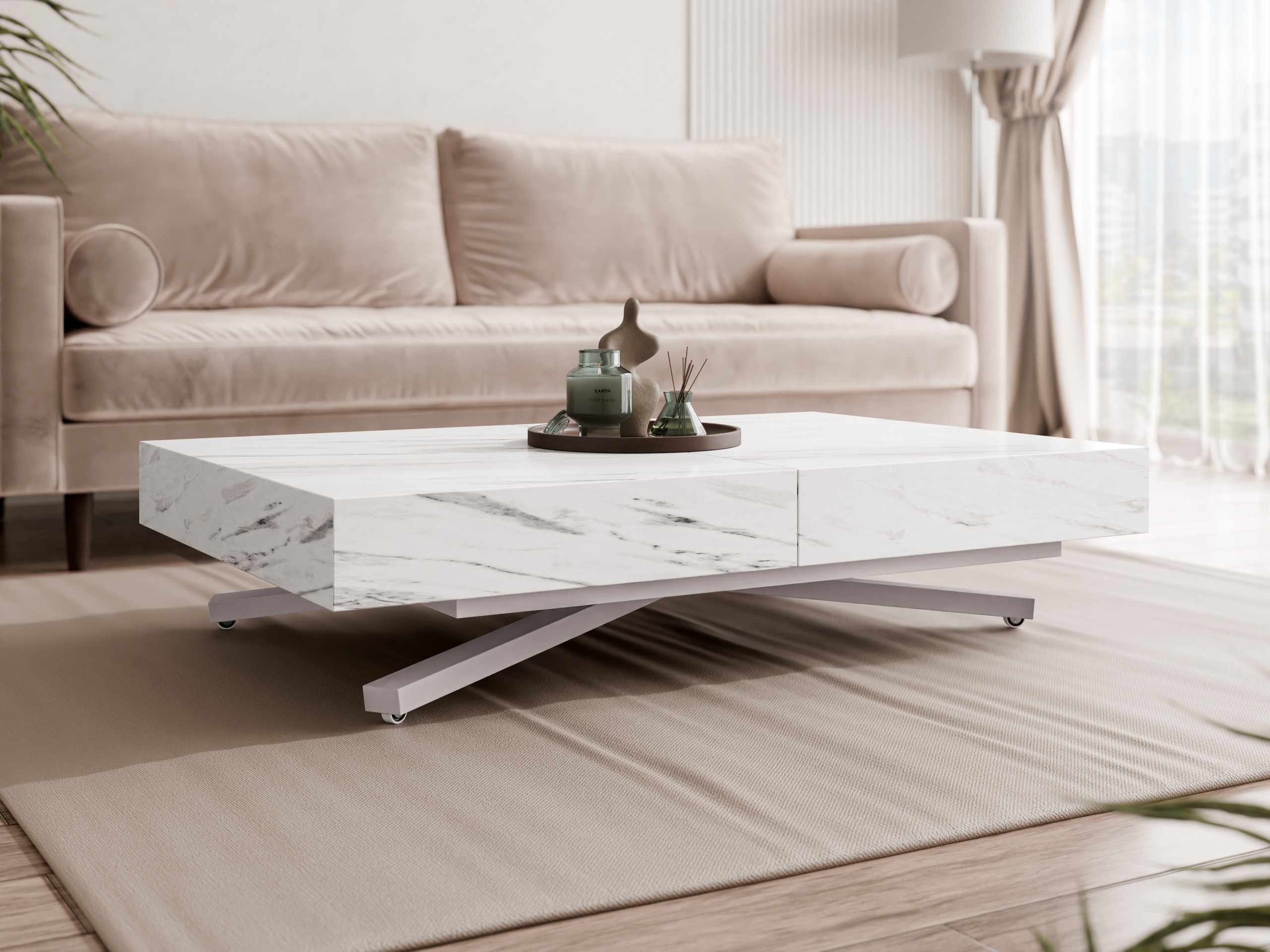 Modularni stočić za kafu Oswego 177 (Beli mermer)