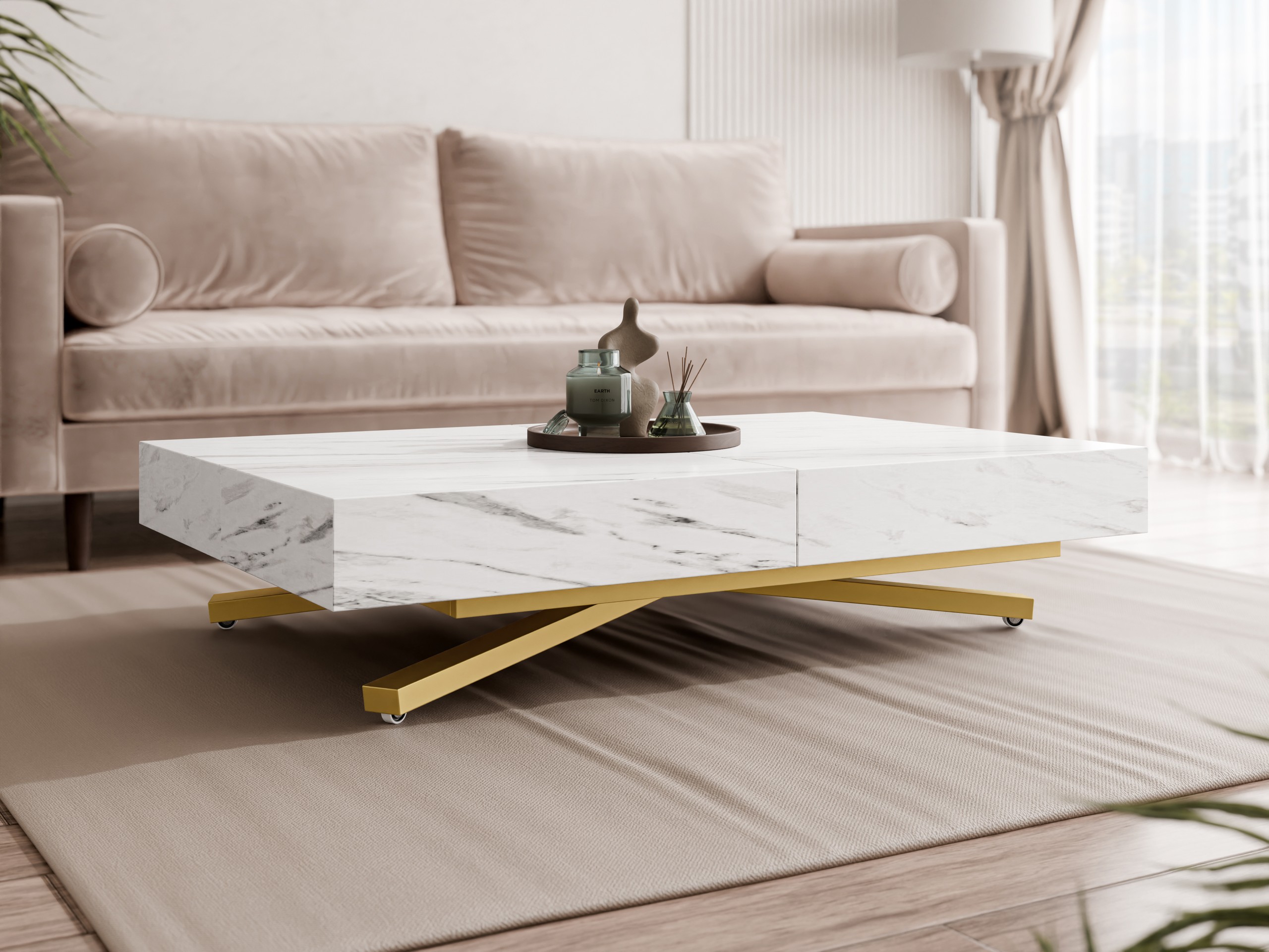 Modularni stočić za kafu Oswego 178 (Beli mermer)