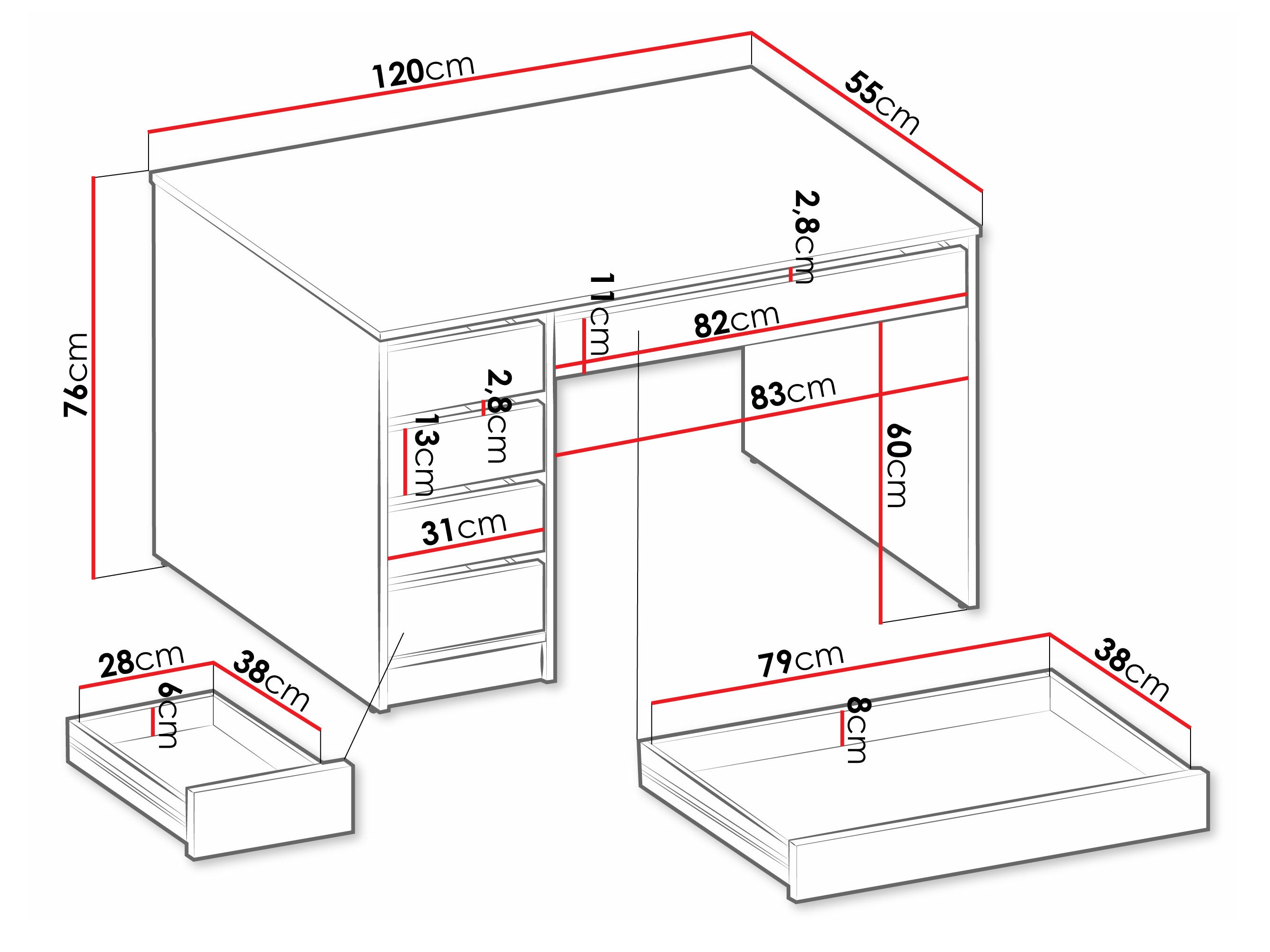 Kancelarijski sto Comfivo Terros I (Belo)
