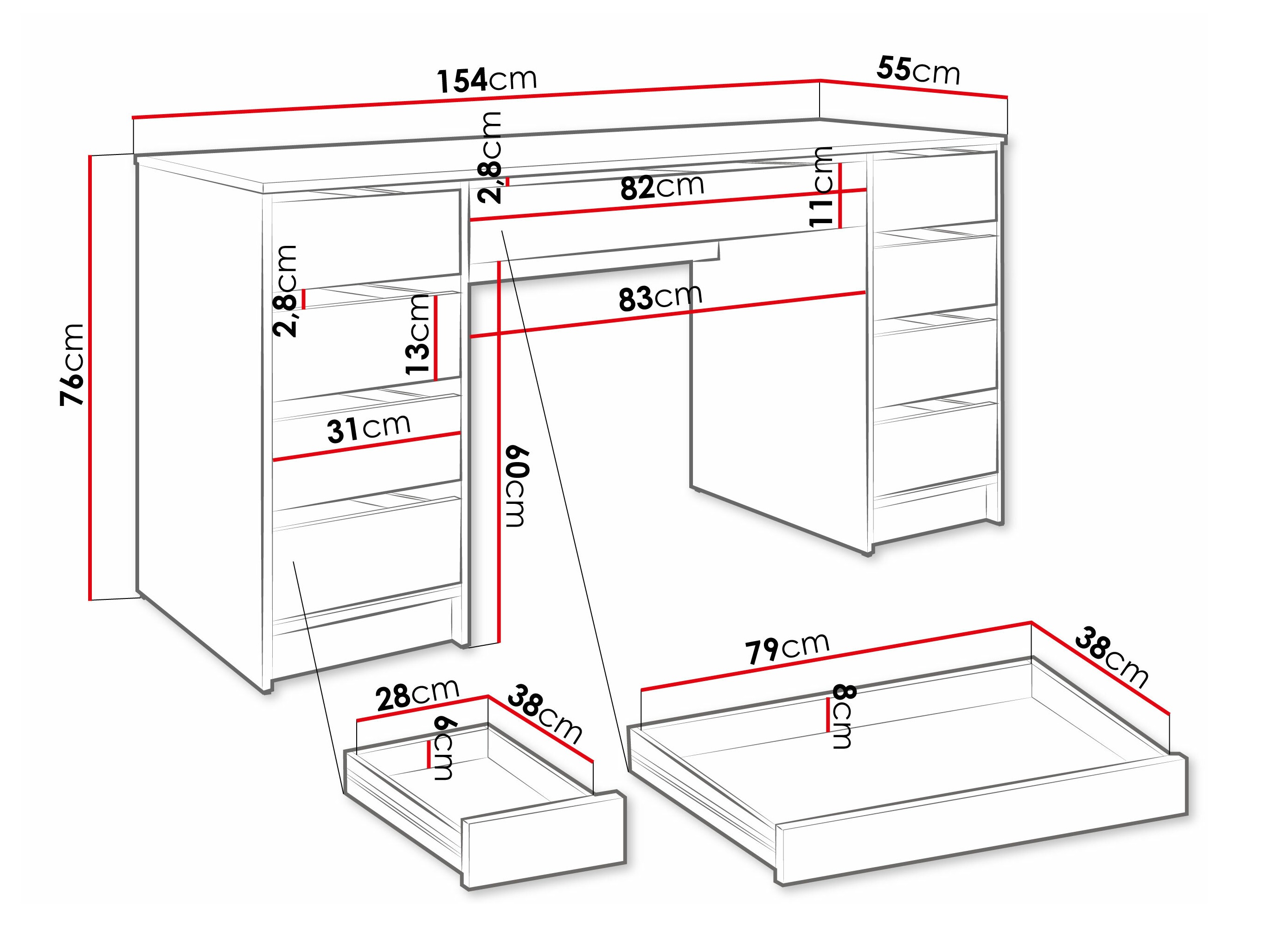Kancelarijski sto Comfivo Terros II (Belo)