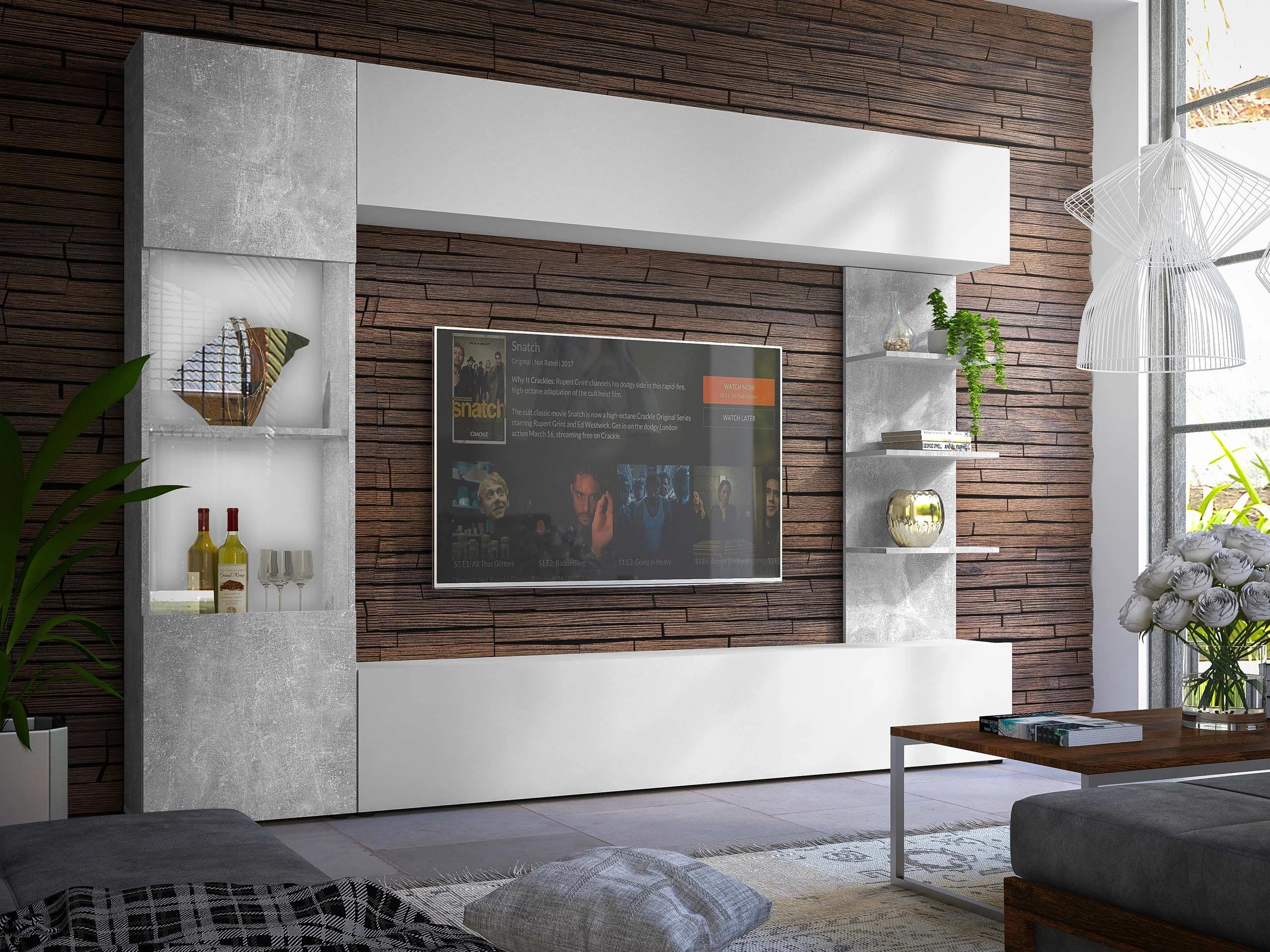 Set za dnevnu sobu Comfivo 210 (Belo + Beton)