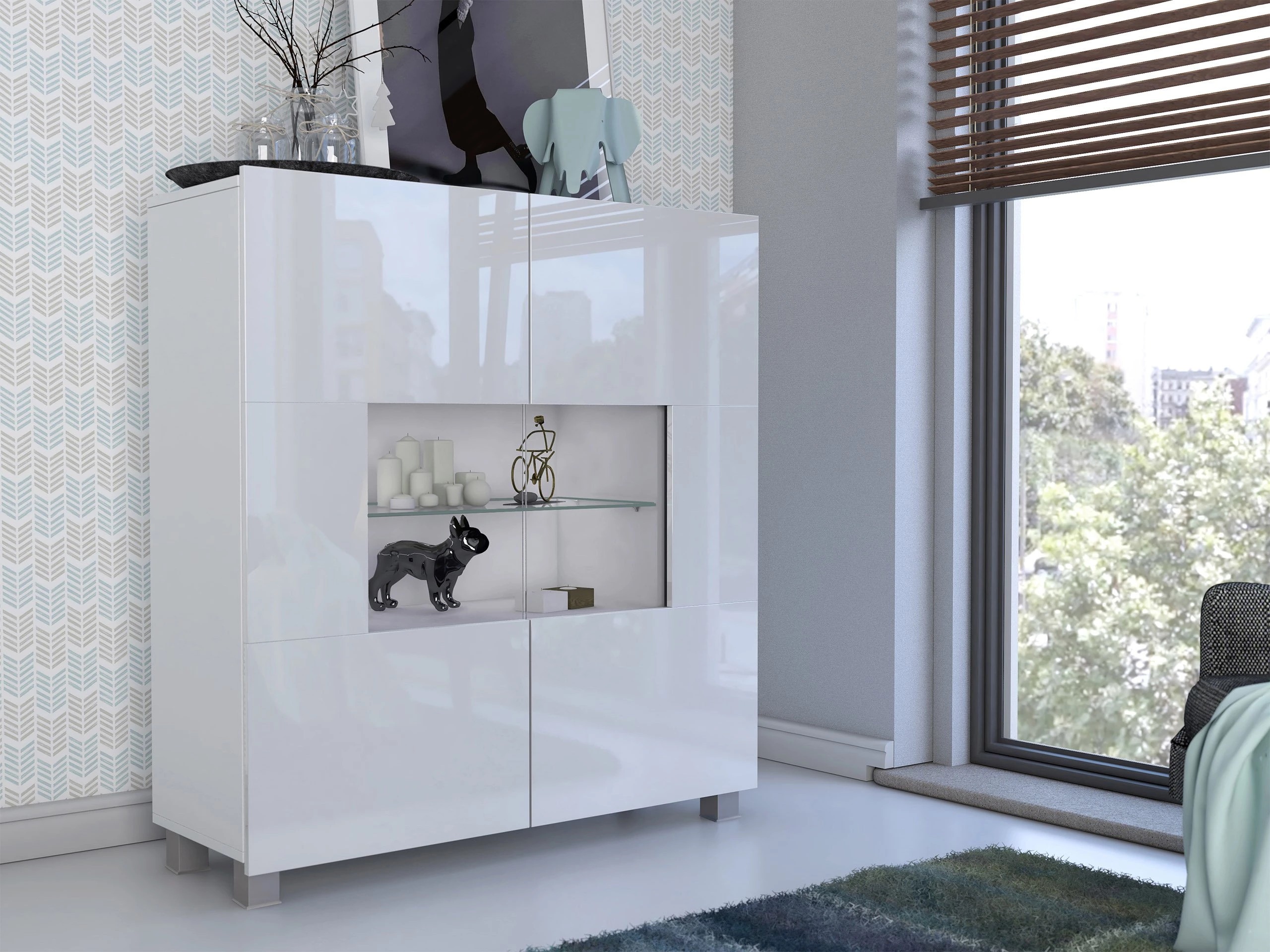 Ormarić Remus (Belo + Sjajno belo)