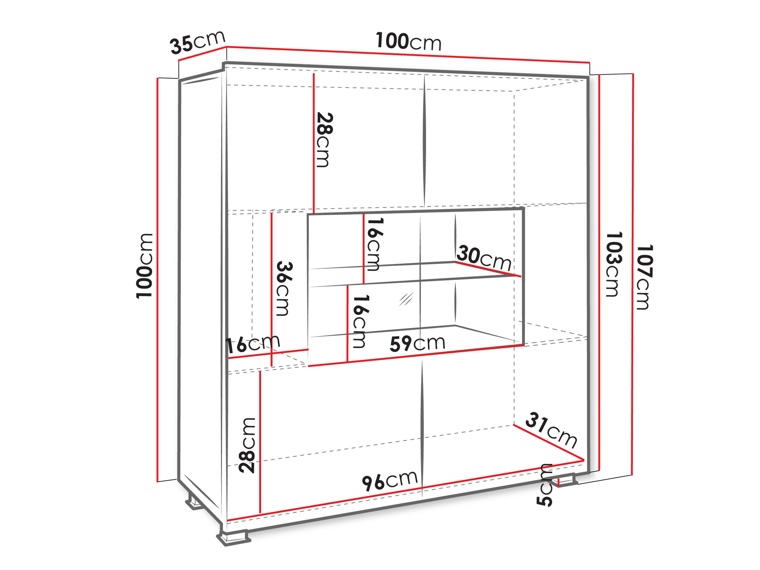 Ormarić Remus (Belo + Sjajno belo)
