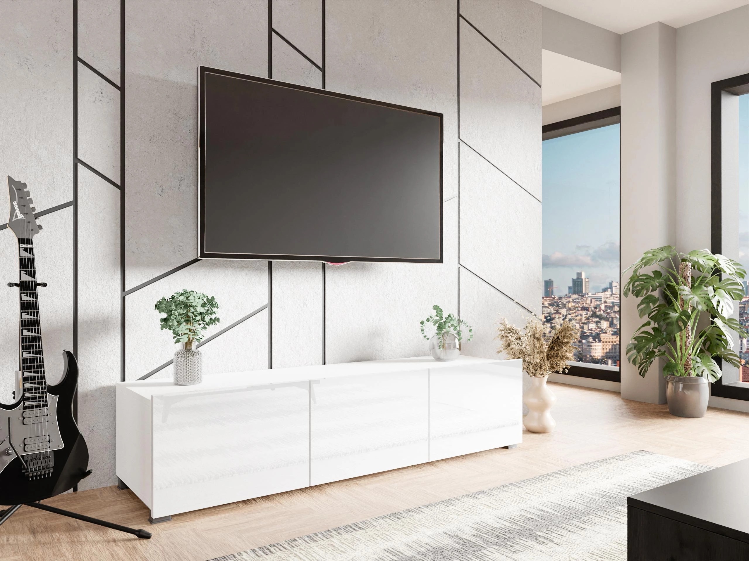 TV komoda Remus (Belo + Sjajno belo)