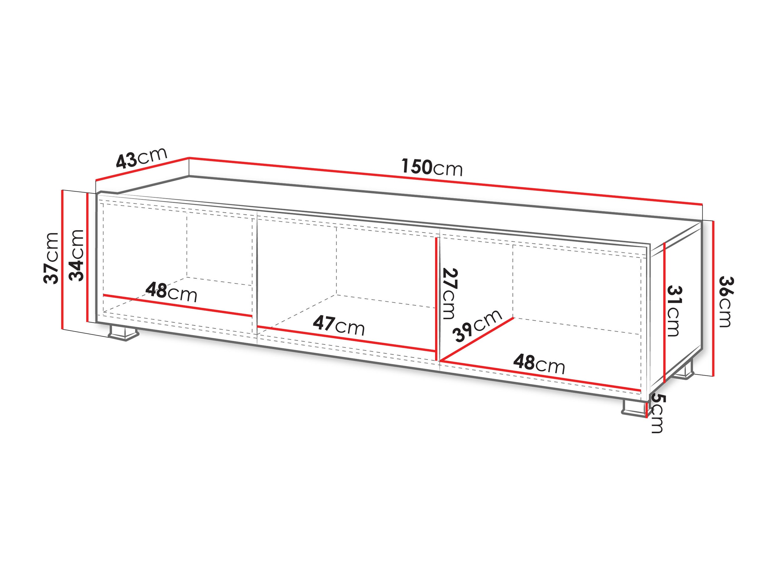 TV komoda Remus (Belo + Sjajno belo)