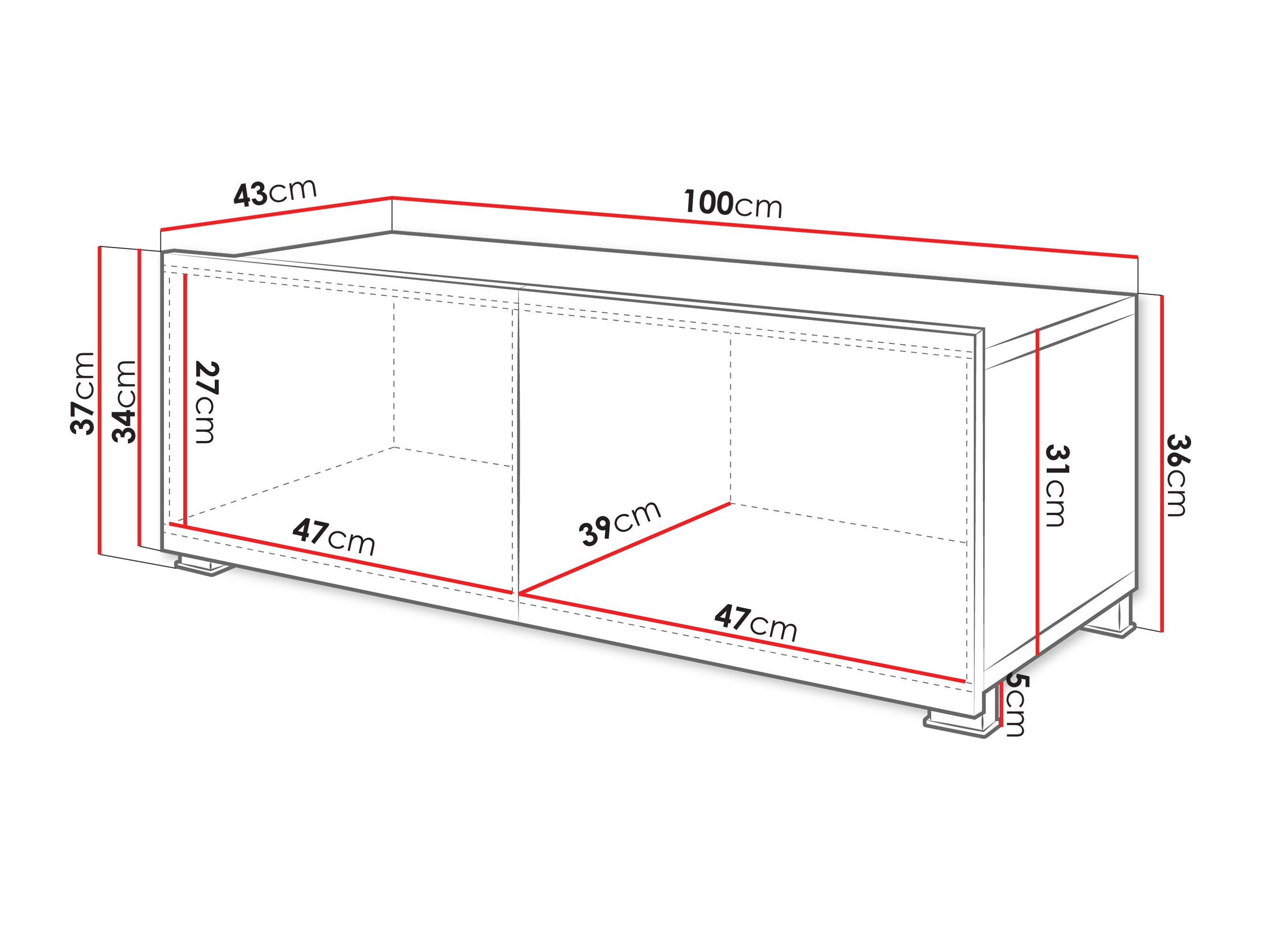 TV komoda Remus I (Crno + Sjajno crna)