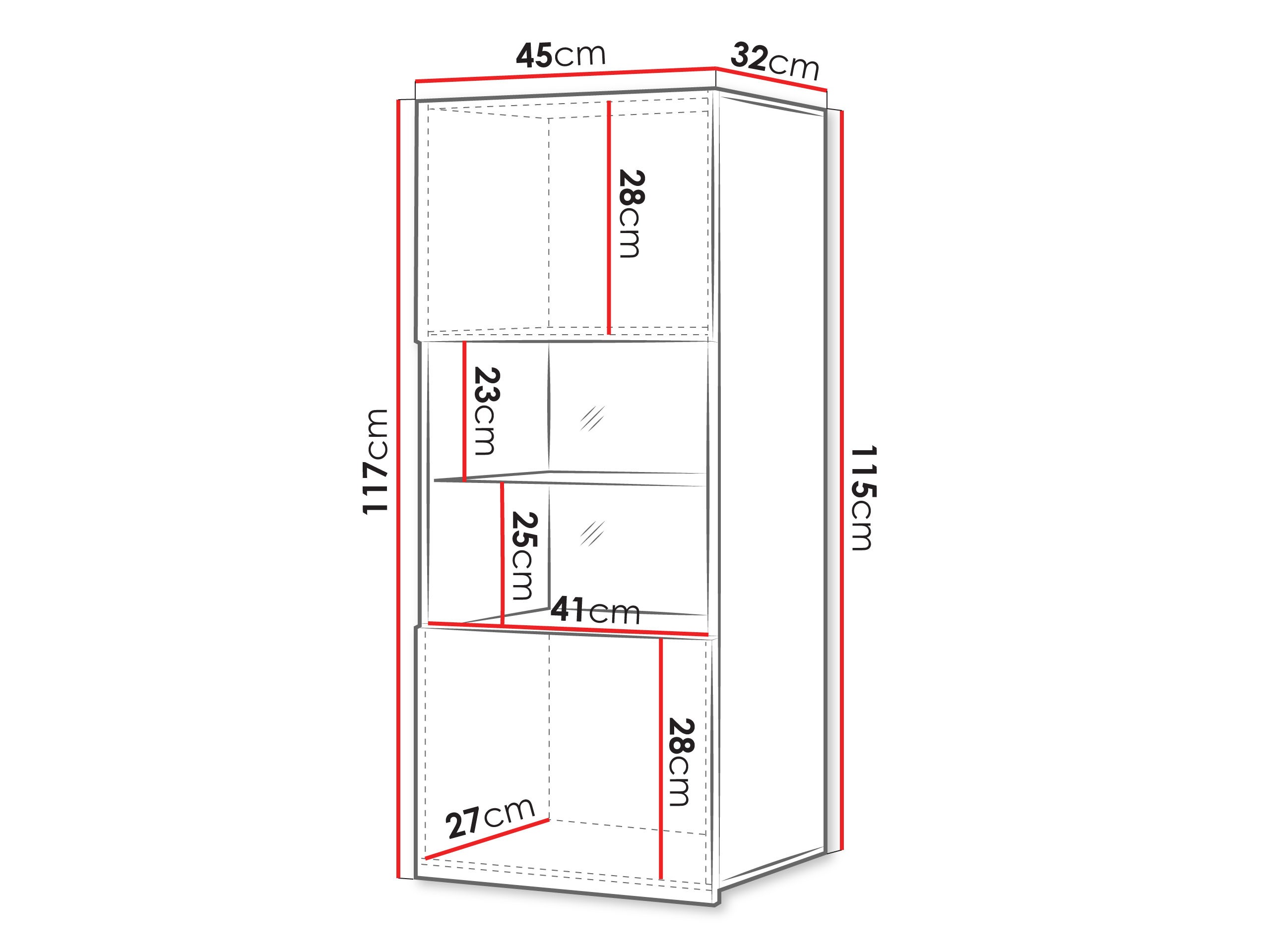 Zidni ormarić Remus I (Crno + Sjajno crna)