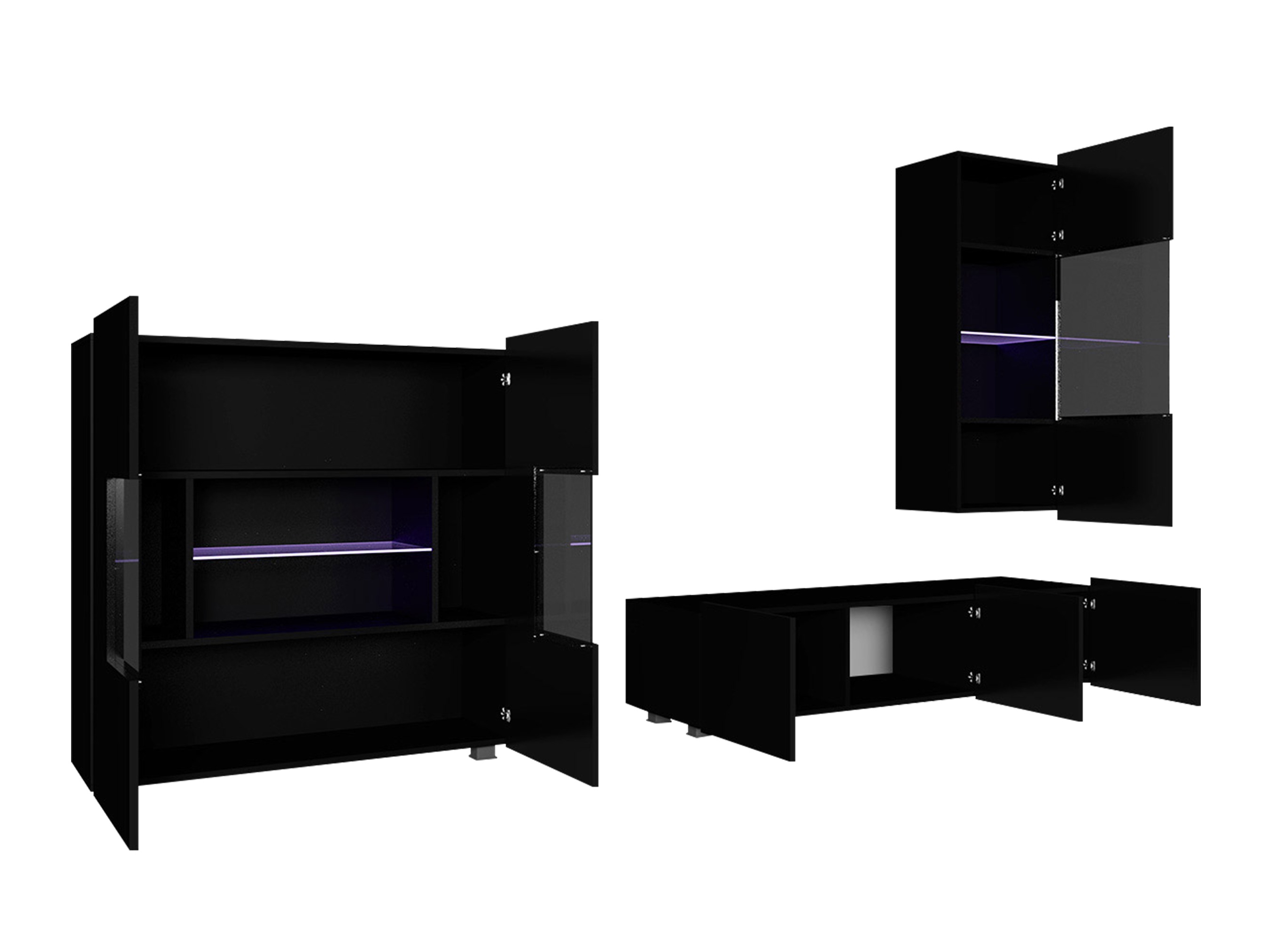 Set za dnevnu sobu Remus VII (Zlatni hrast + Belo + Sjajno belo)