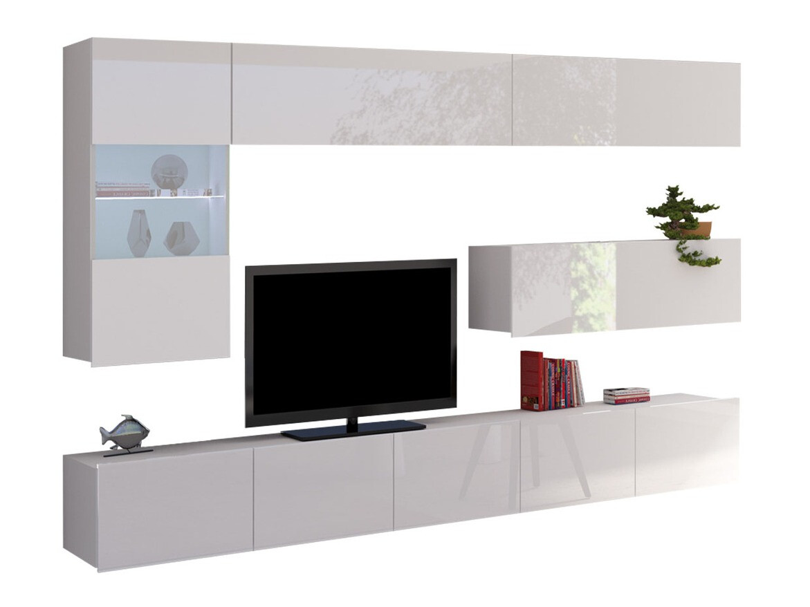 Set za dnevnu sobu Remus IV (Belo + Sjajno belo)