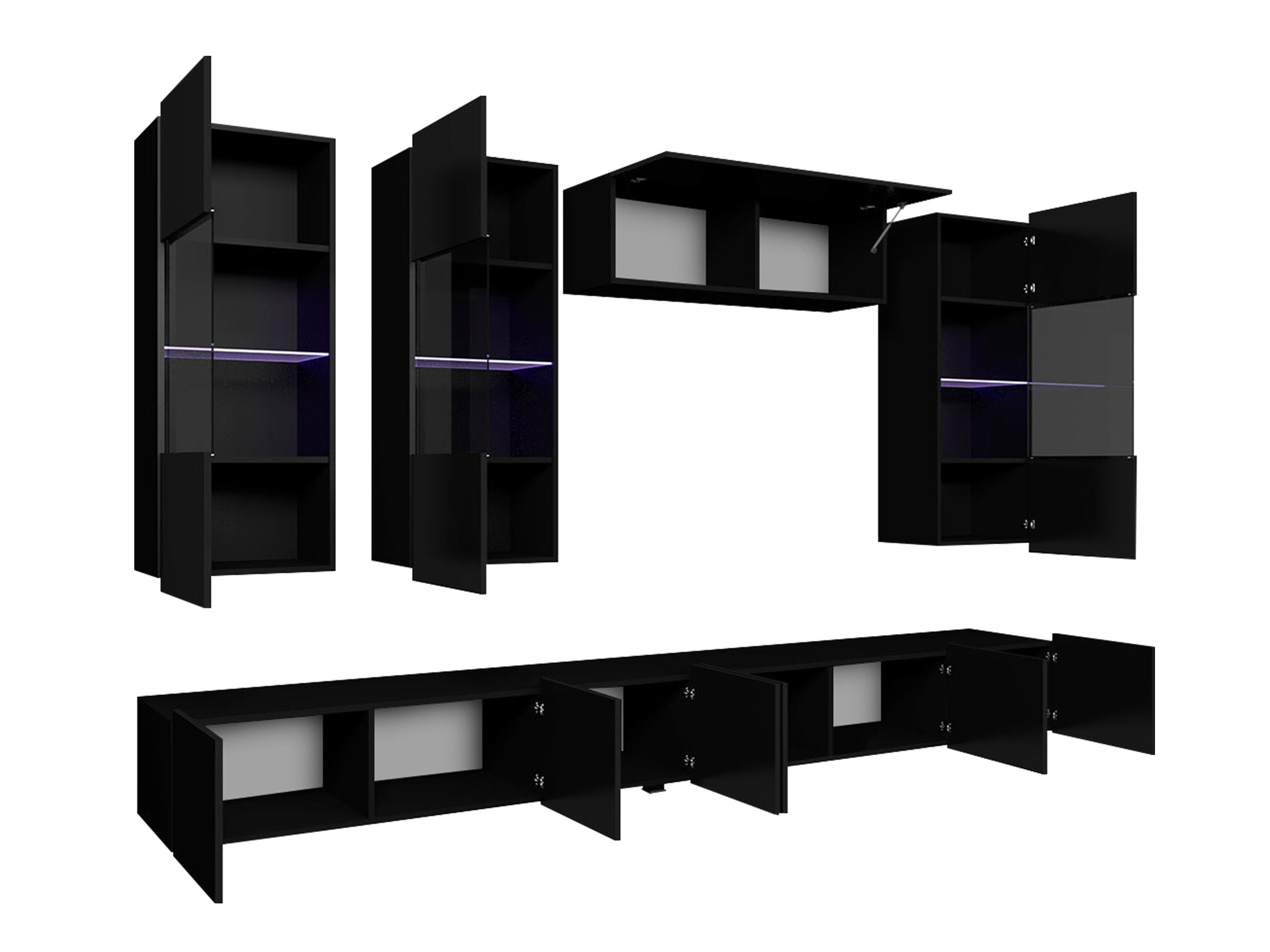 Set za dnevnu sobu Remus V (Crno + Sjajno crna)