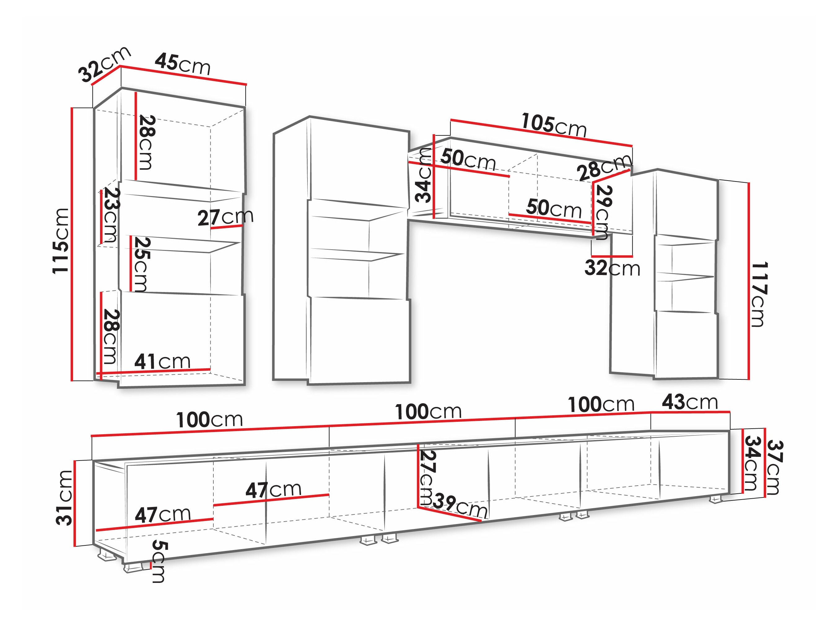 Set za dnevnu sobu Remus XI (Belo + Sjajno belo)