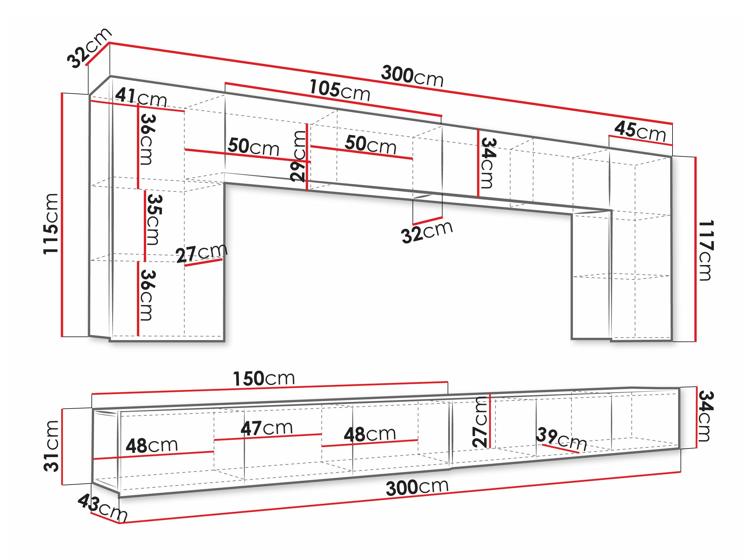 Set za dnevnu sobu Remus XIII (Belo + Sjajno belo)