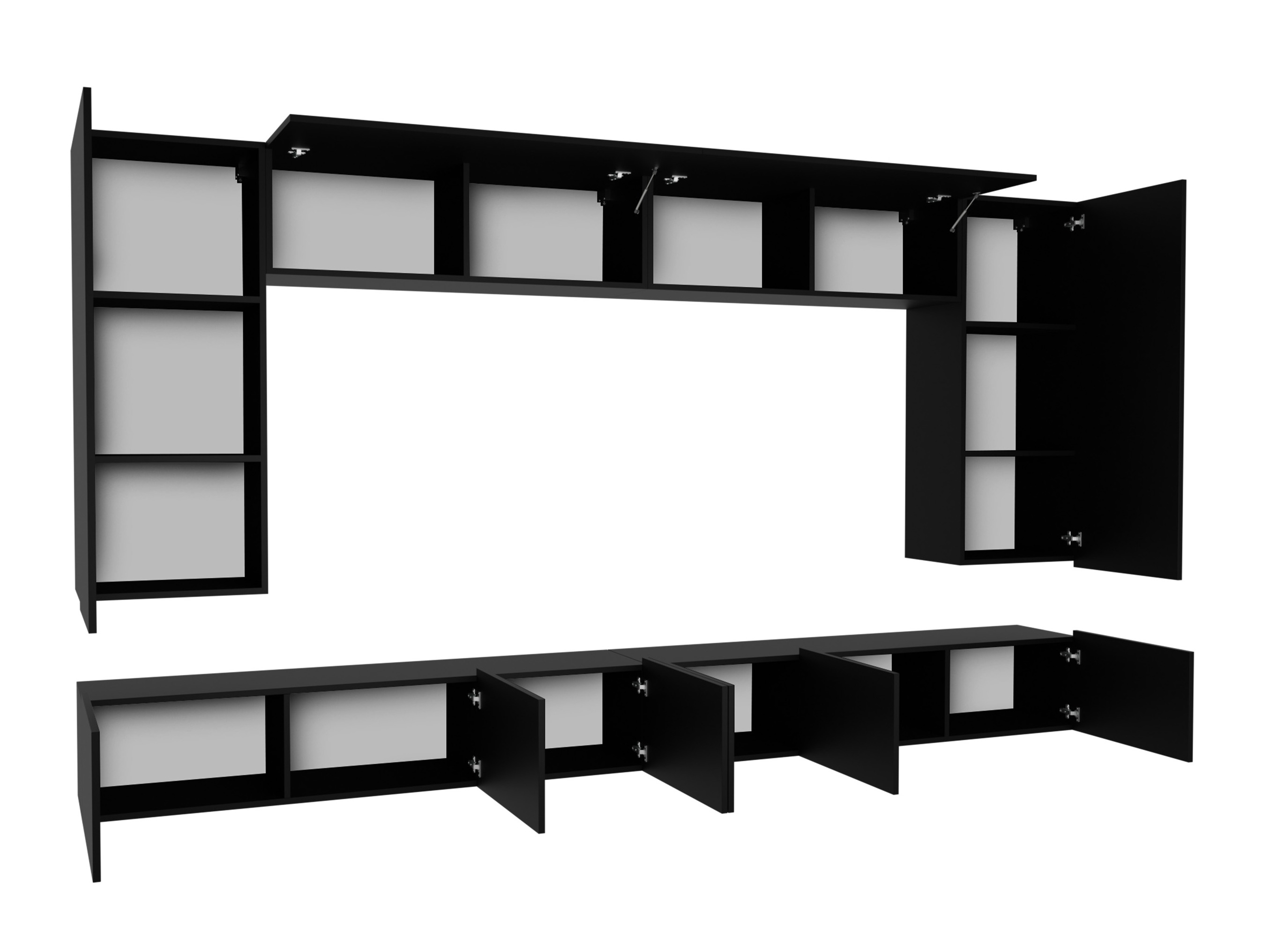 Set za dnevnu sobu Remus XIII (Crno + Sjajno crna)