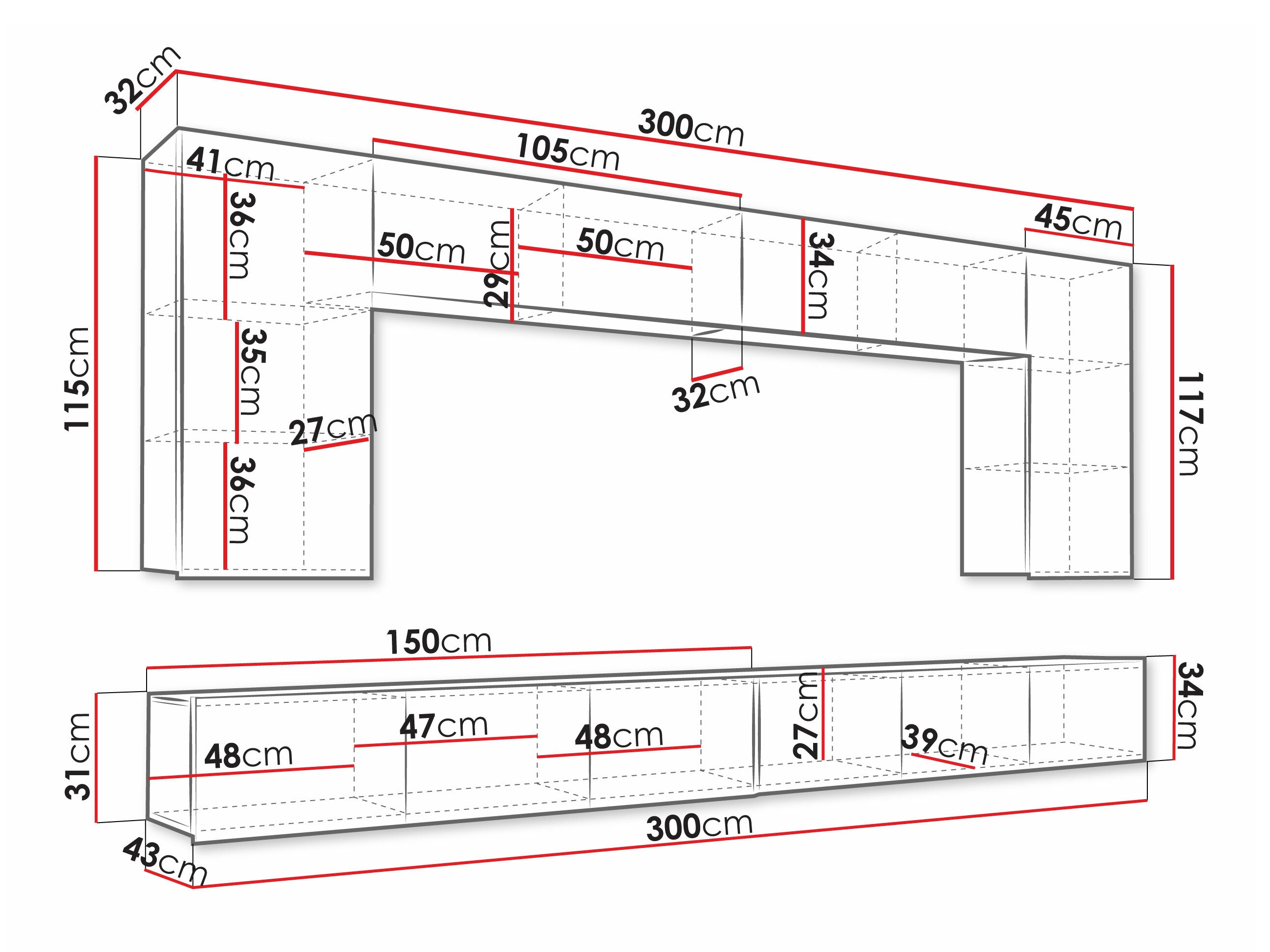 Set za dnevnu sobu Remus XIII (Crno + Sjajno crna)