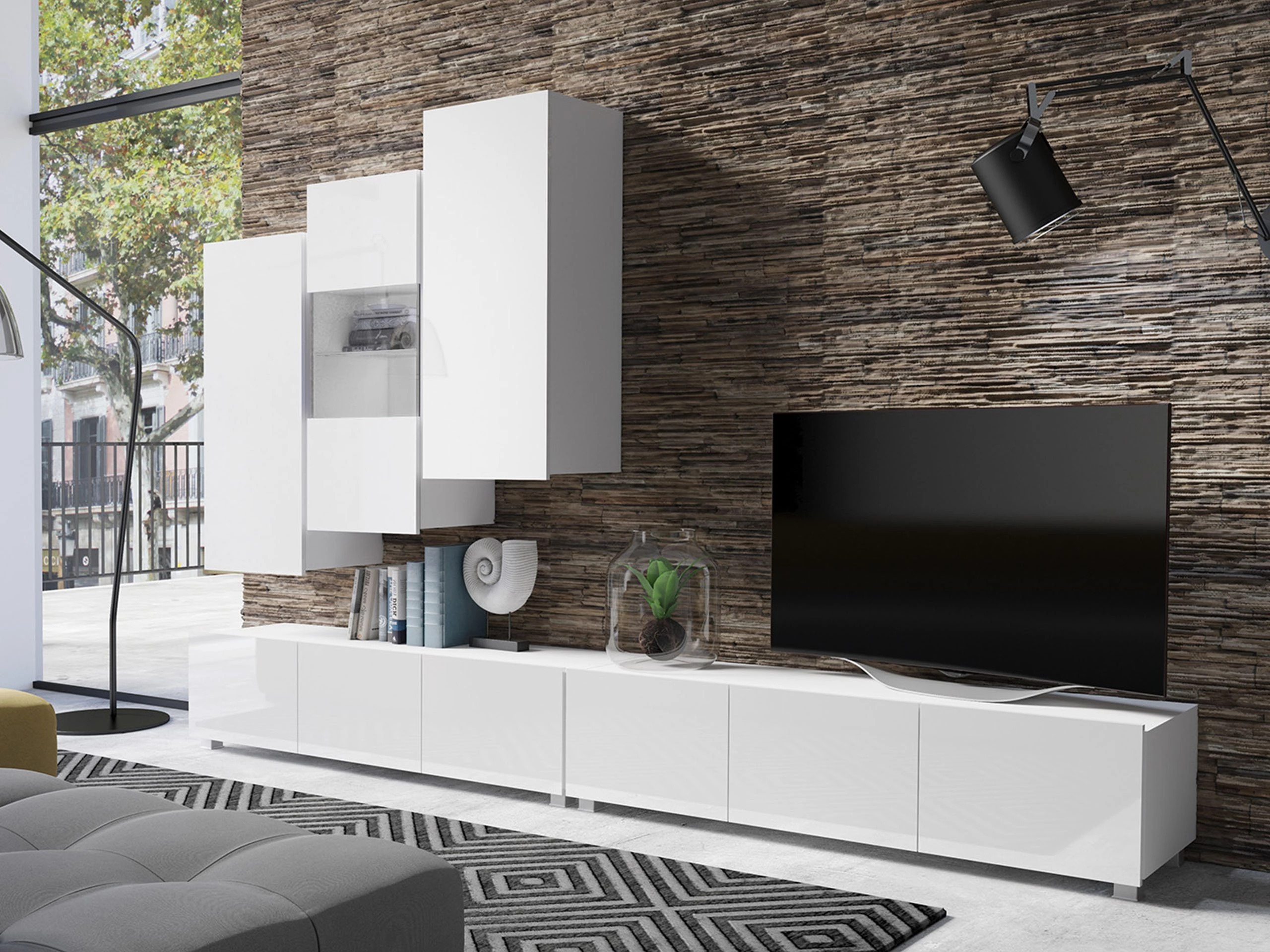 Zidni ormarić Remus III (Belo + Sjajno belo)