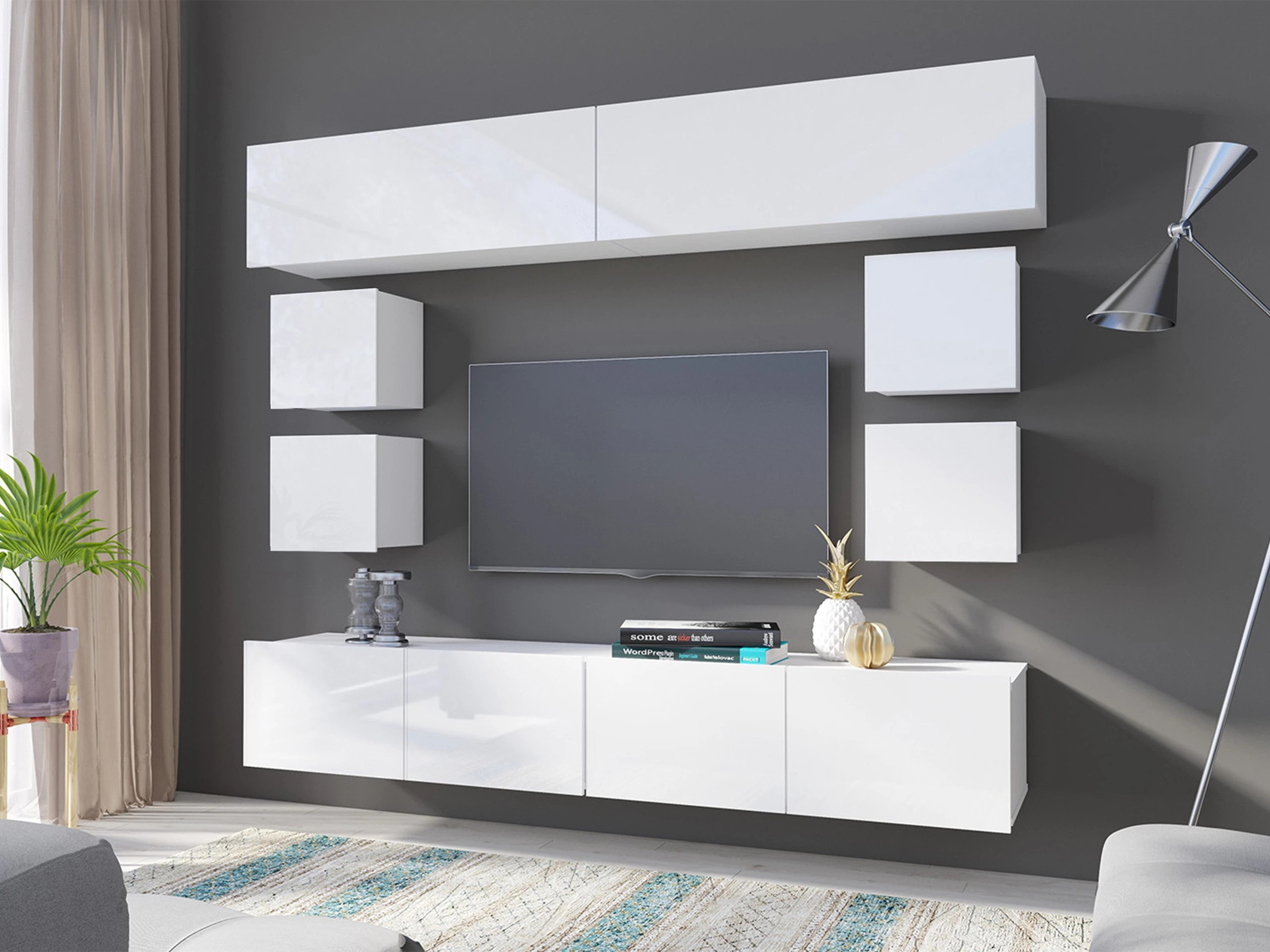 Set za dnevnu sobu Remus XVI (Belo + Sjajno belo)
