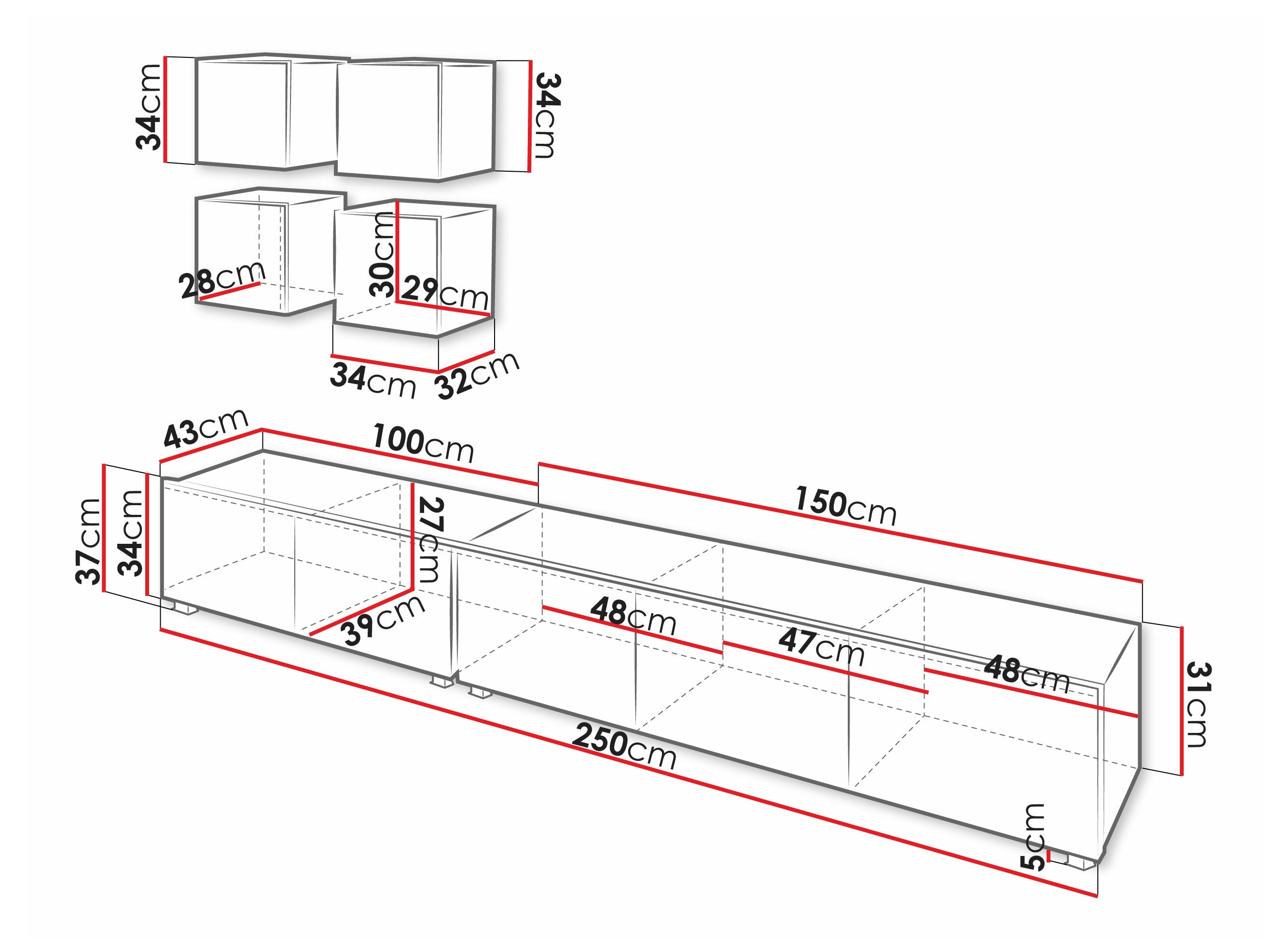 Set za dnevnu sobu Remus XVIII (Crno + Sjajno crna)