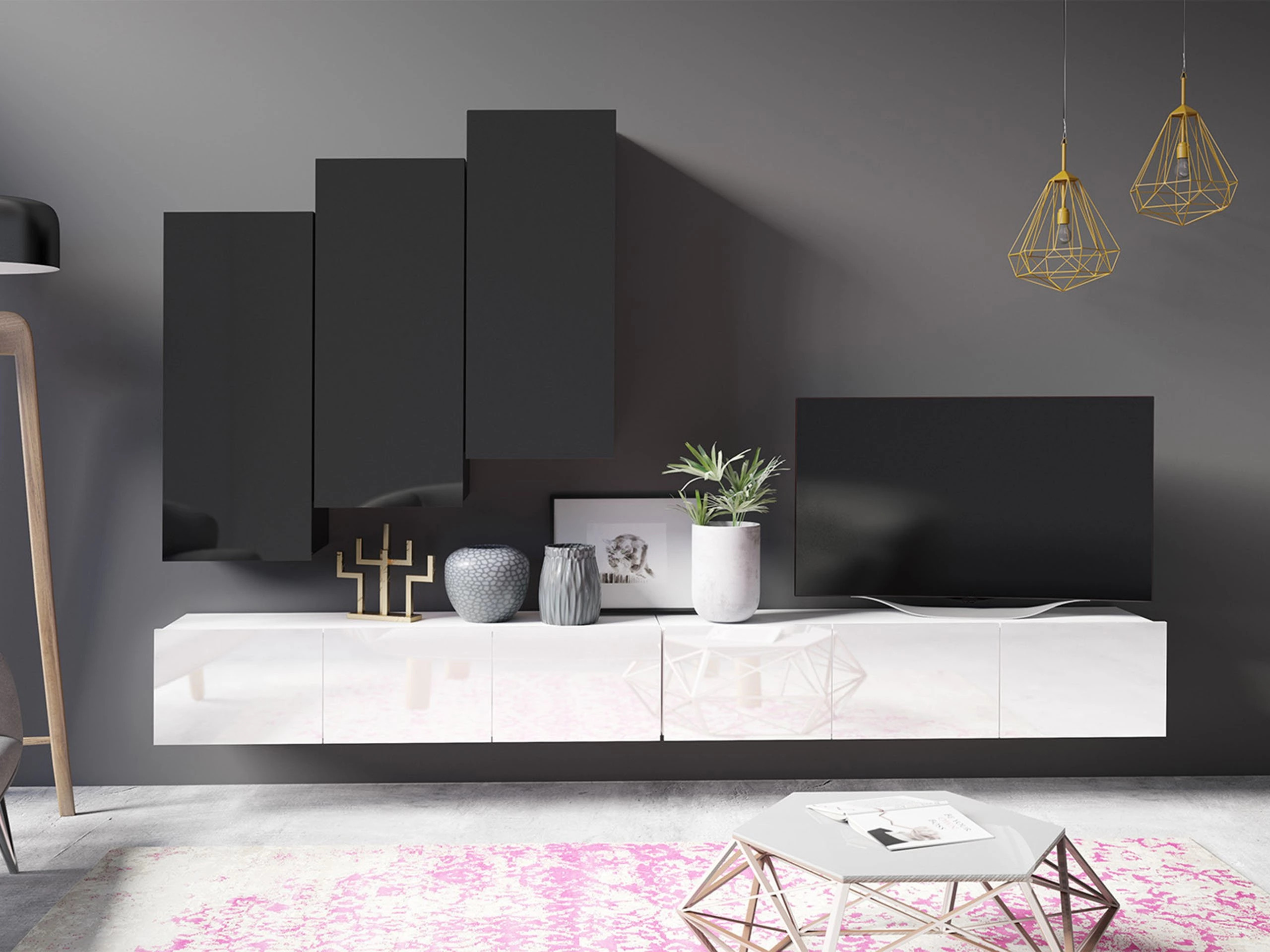 Set za dnevnu sobu Remus XX (Belo + Crno)