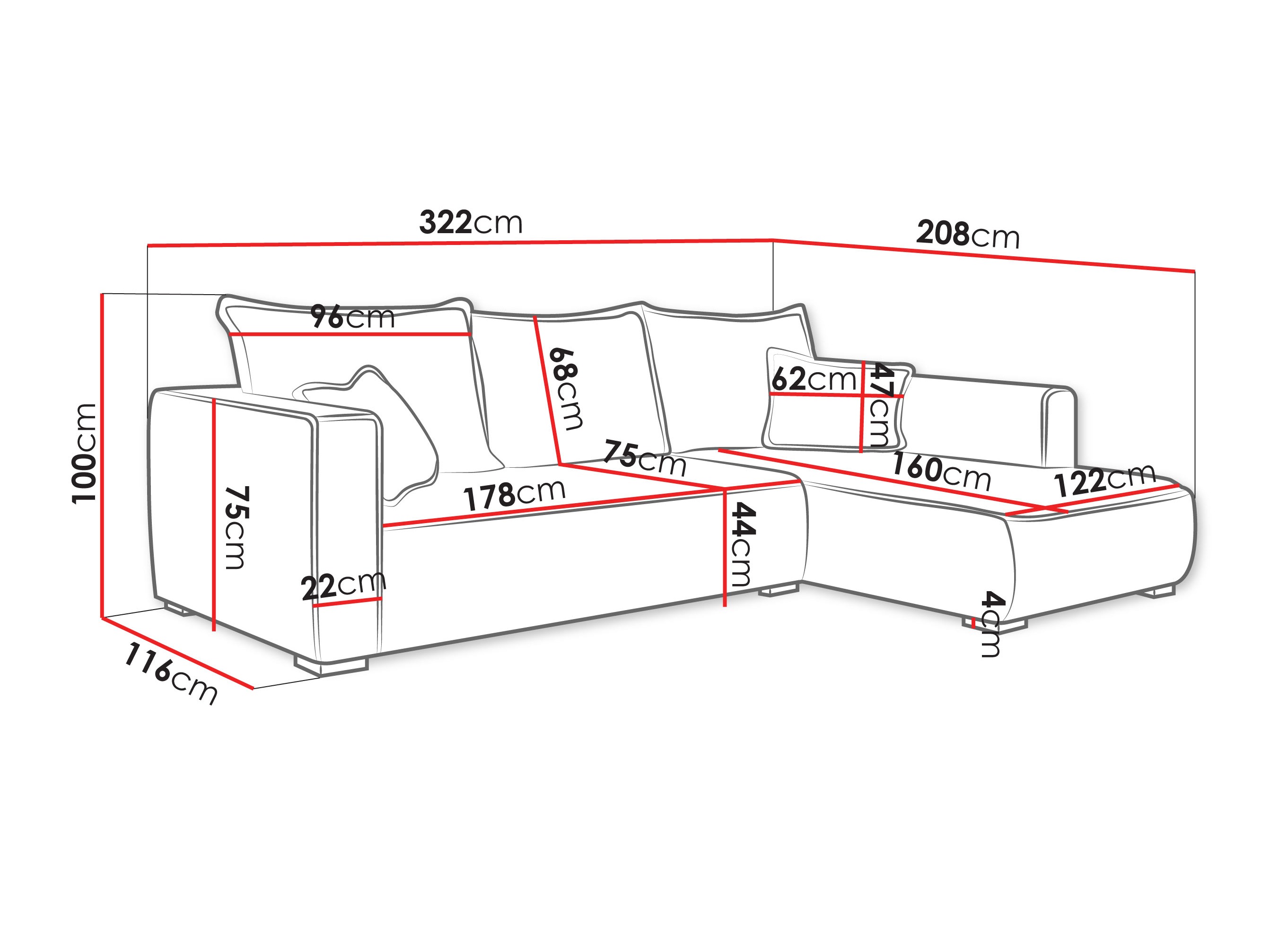 Ugaona garnitura TrendyNest 125 (Tilia 85)
