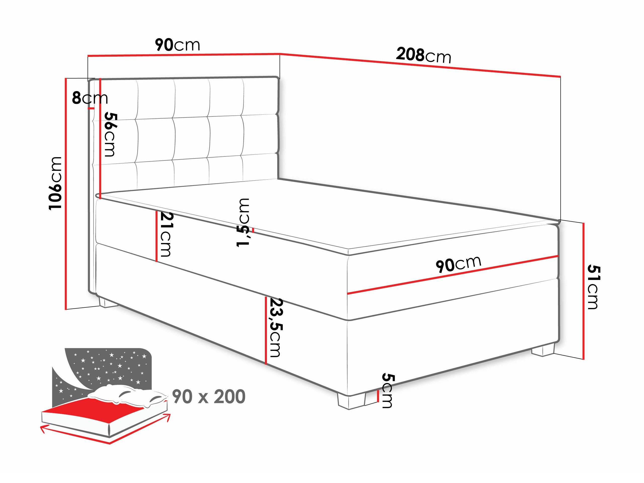 Boxspring krevet Sanford 107 (Manila 14)