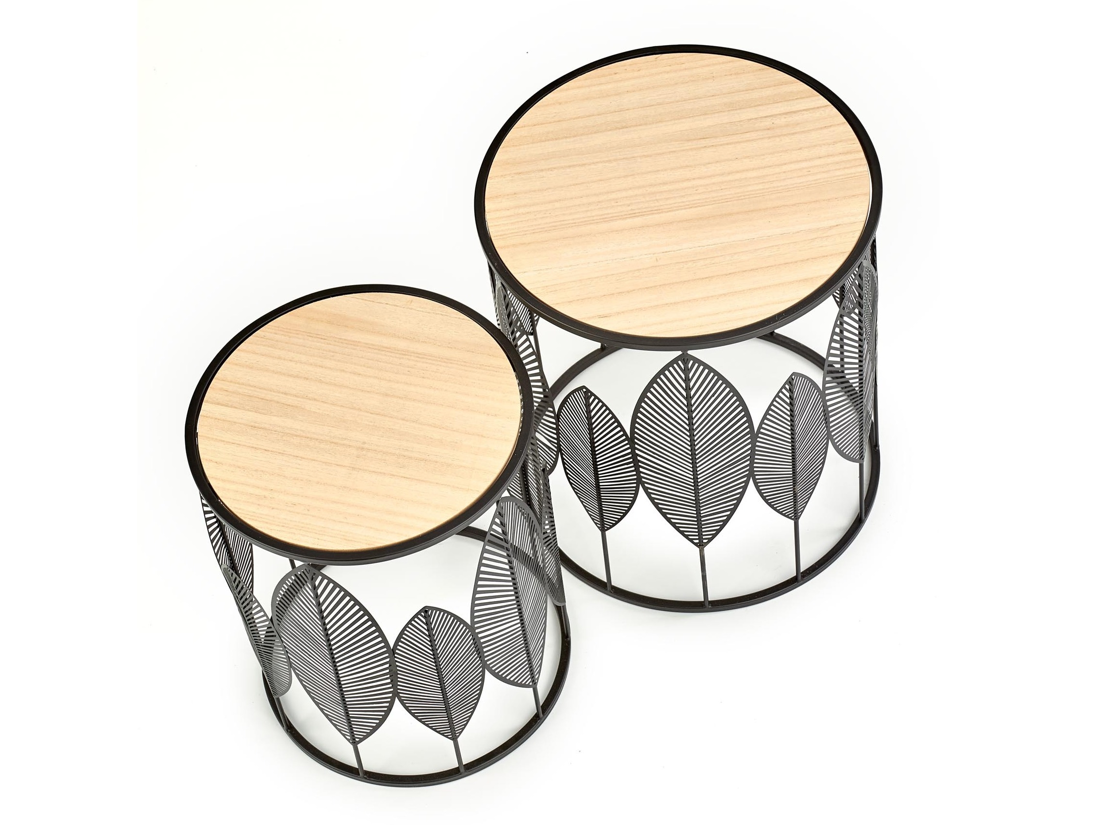 Set pomoćnih stočića Houston 974 (Crno + Svetlo drvo)