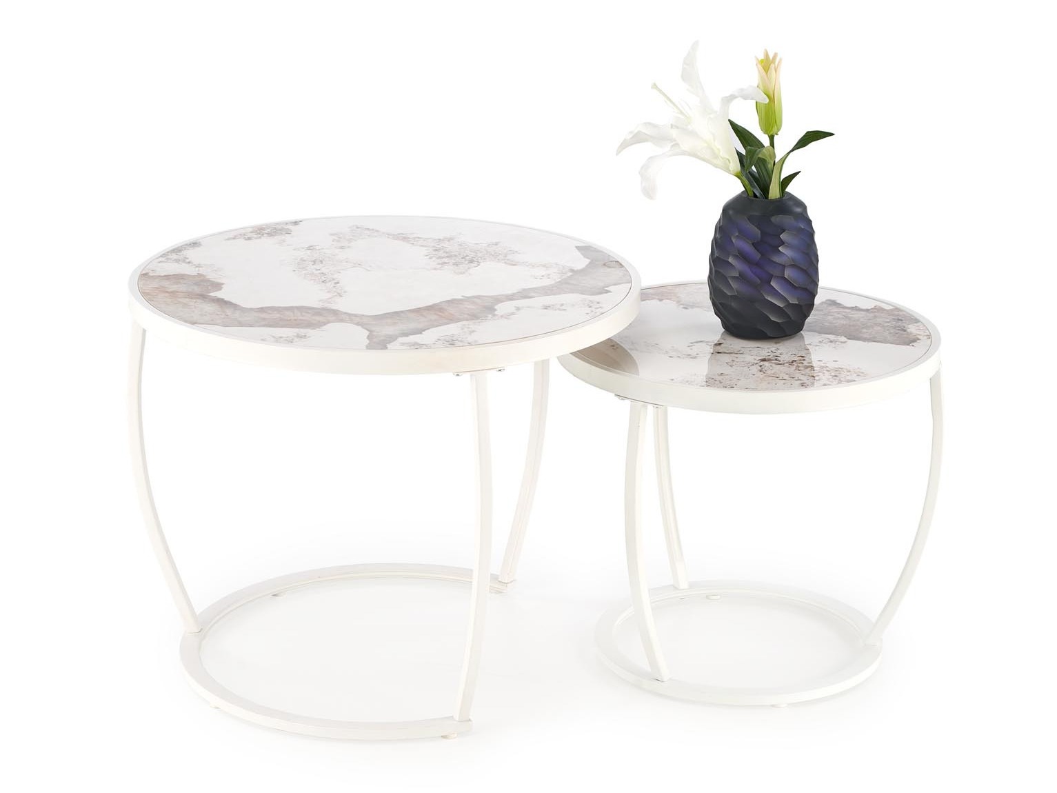 Set stočića za kafu Houston 1658 (Belo + Beli mermer)