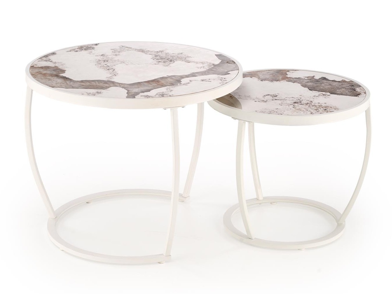 Set stočića za kafu Houston 1658 (Belo + Beli mermer)