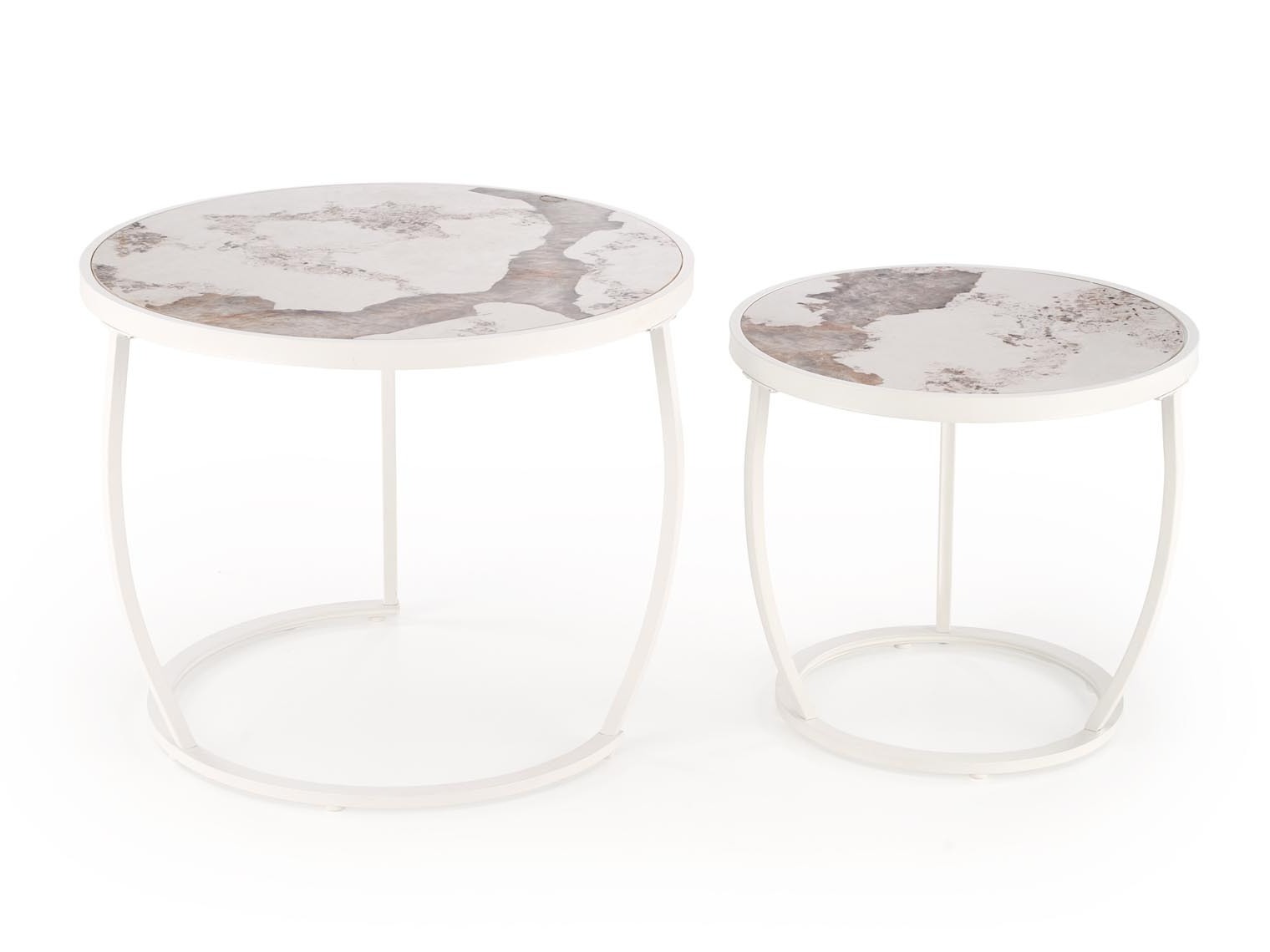 Set stočića za kafu Houston 1658 (Belo + Beli mermer)