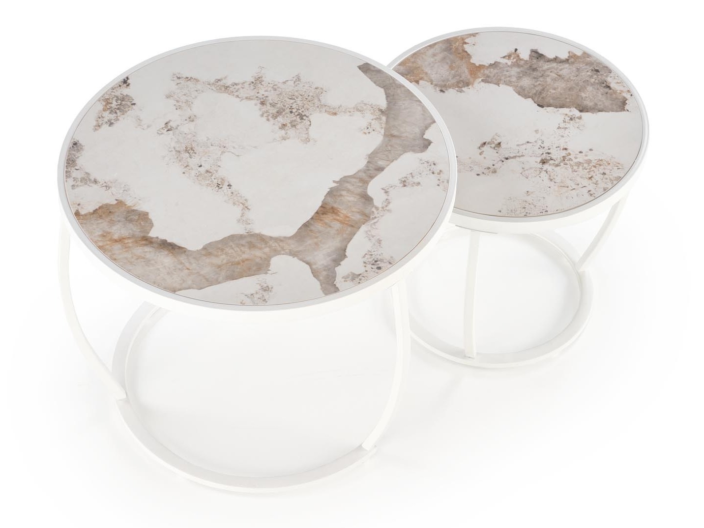 Set stočića za kafu Houston 1658 (Belo + Beli mermer)