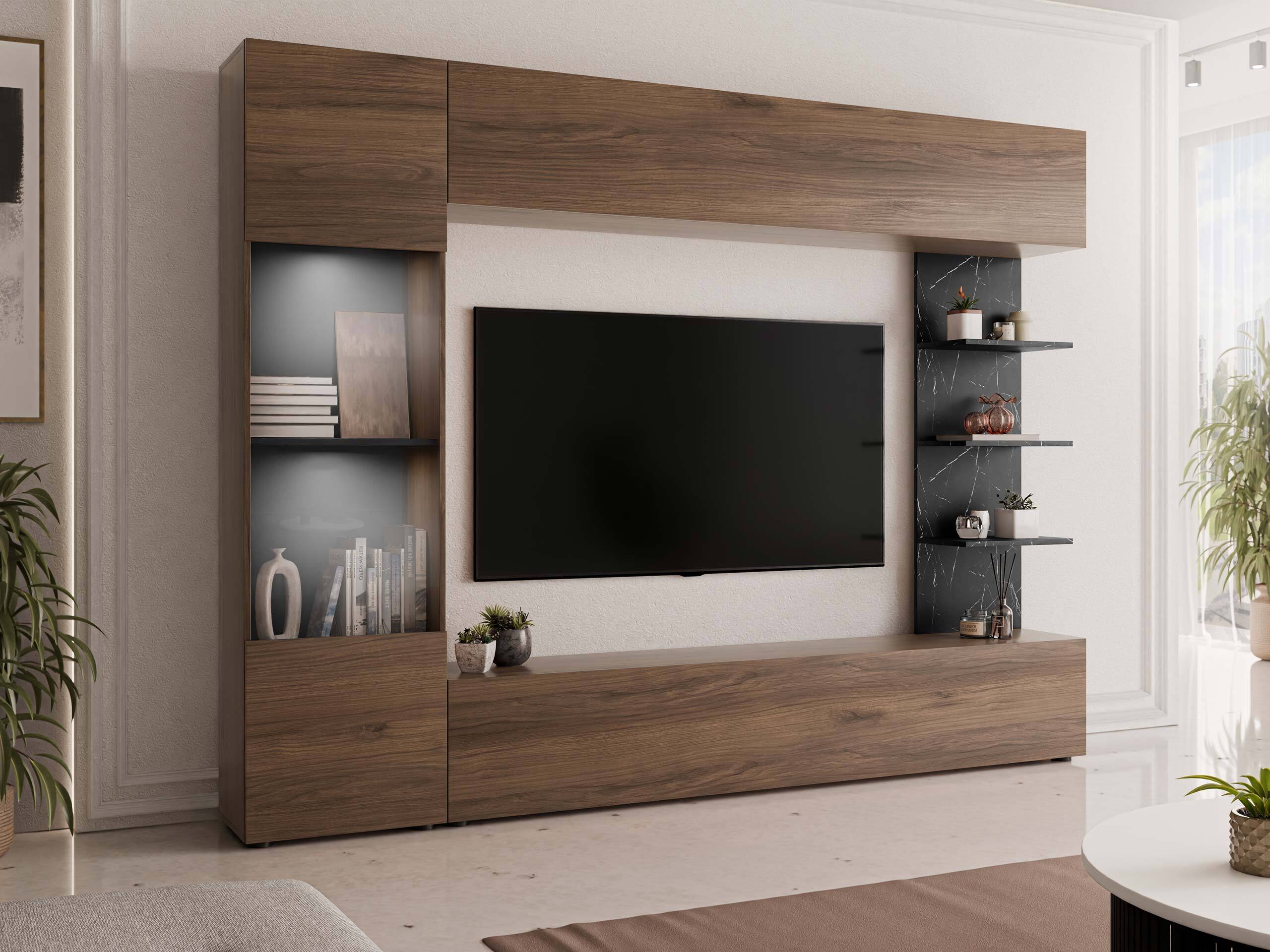 Set za dnevnu sobu Comfivo Animus (Orah + Crni mermer)