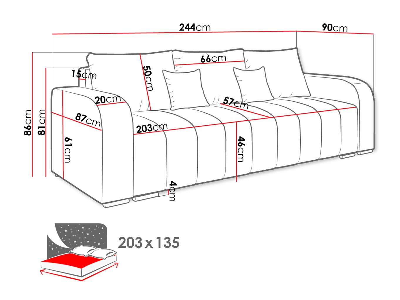 Sofa na razvlačenje Arvada 124 (Lambi 11)